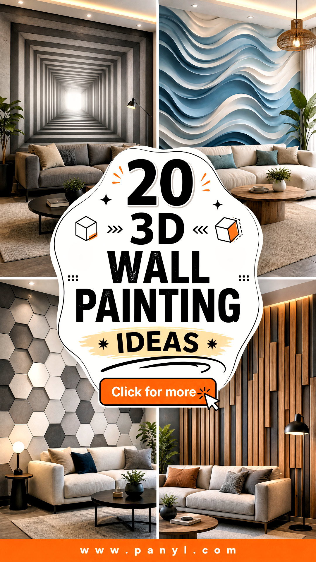 20 3D Wall Painting Ideas Living Rooms Need for Bold Style - 20 3D Wall Painting Ideas Living Rooms Need for Bold Style