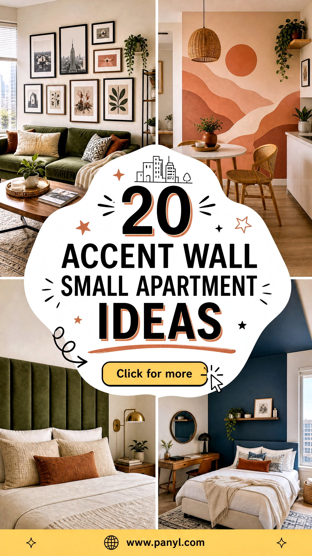 20 Accent Wall Small Apartment Ideas for Stylish Rental Living - 20 Accent Wall Small Apartment Ideas for Stylish Rental Living
