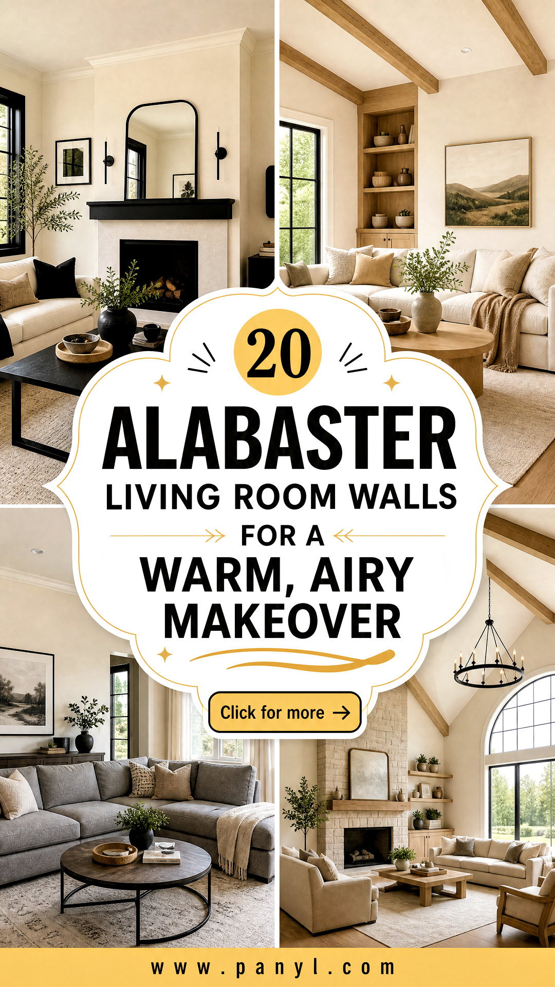 20 Alabaster Living Room Walls for a Warm Airy Makeover - 20 Alabaster Living Room Walls for a Warm, Airy Makeover