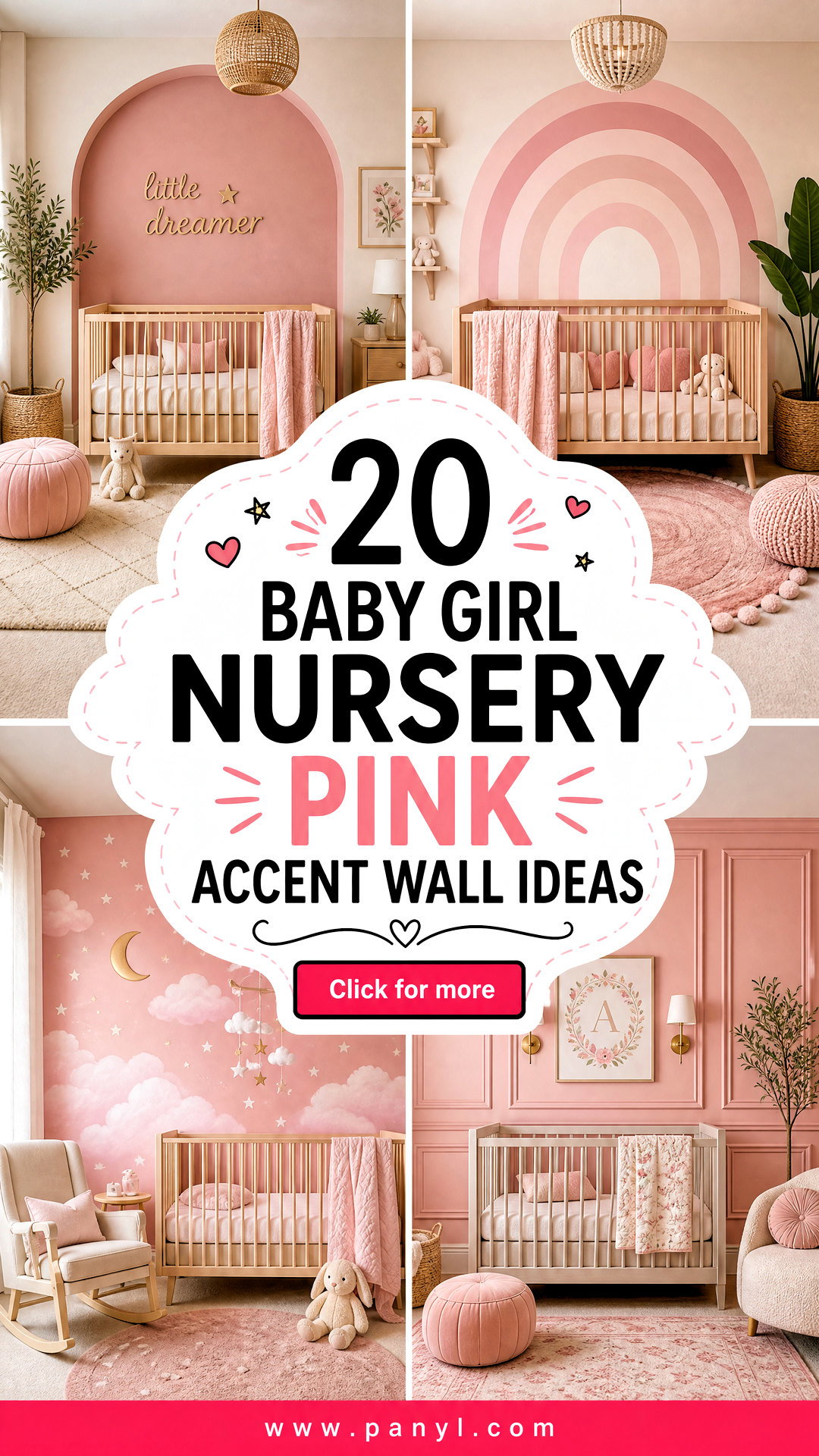 20 Baby Girl Nursery Pink Accent Wall Ideas to Love - 20 Baby Girl Nursery Pink Accent Wall Ideas to Love