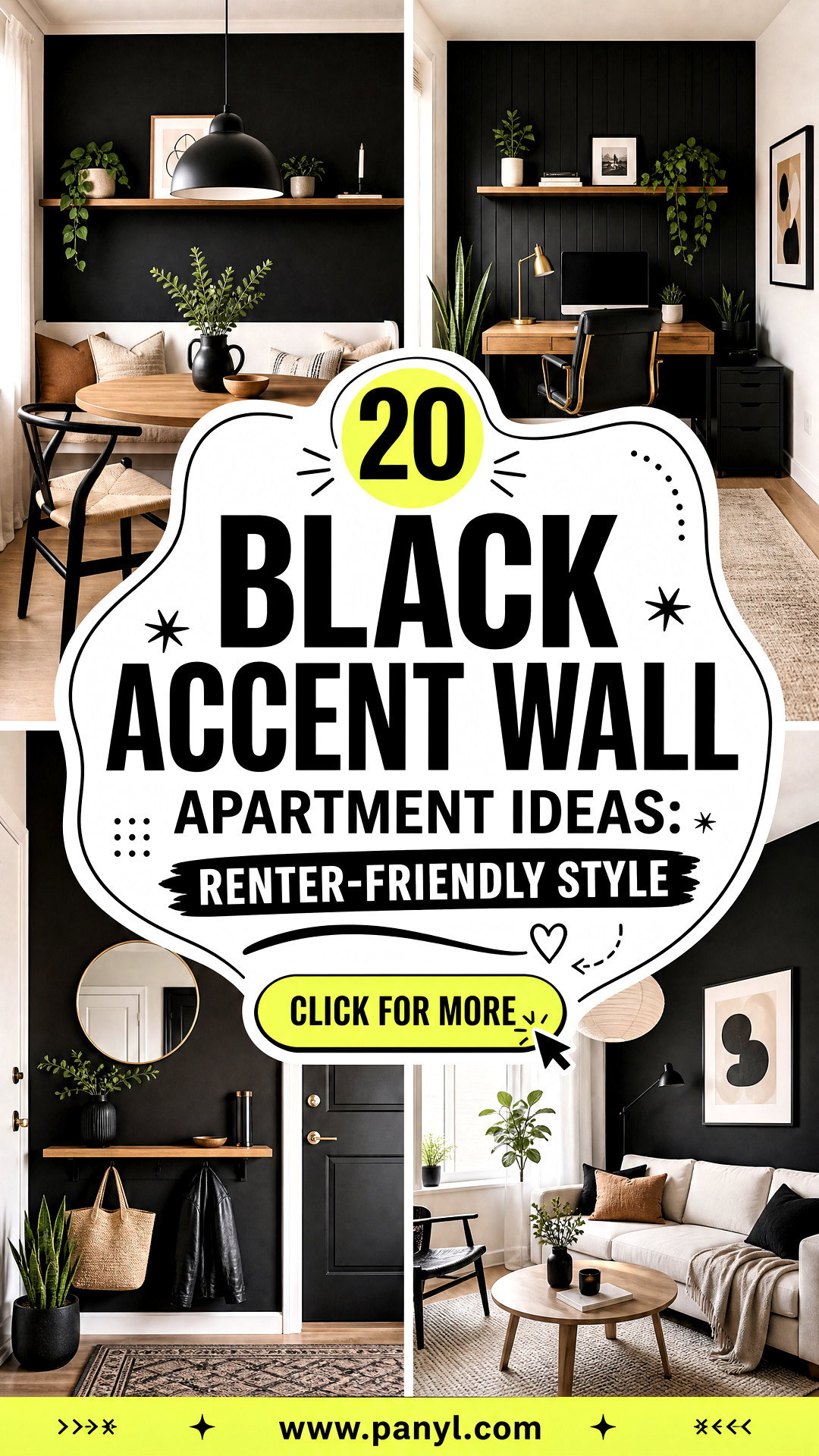 20 Black Accent Wall Apartment Ideas Renter-Friendly Style - 20 Black Accent Wall Apartment Ideas: Renter-Friendly Style