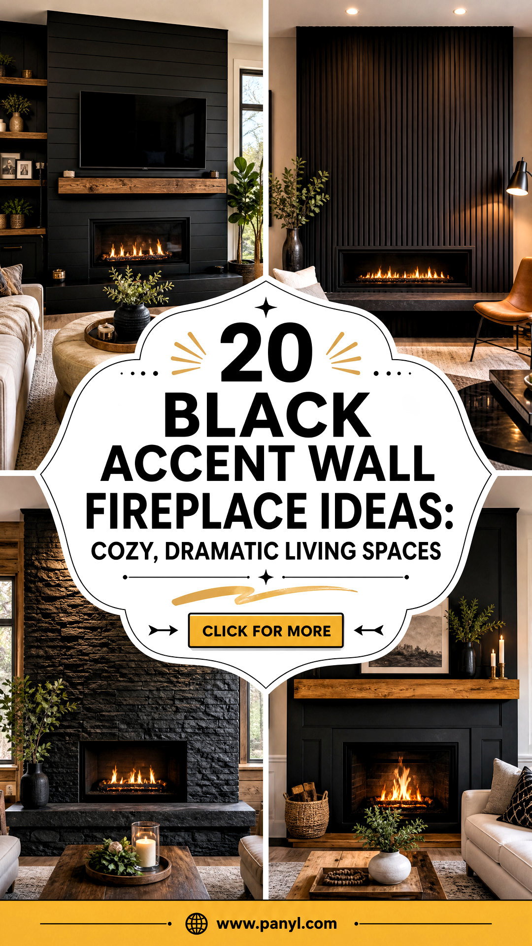 20 Black Accent Wall Fireplace Ideas Cozy Dramatic Living Spaces - 20 Black Accent Wall Fireplace Ideas: Cozy, Dramatic Living Spaces