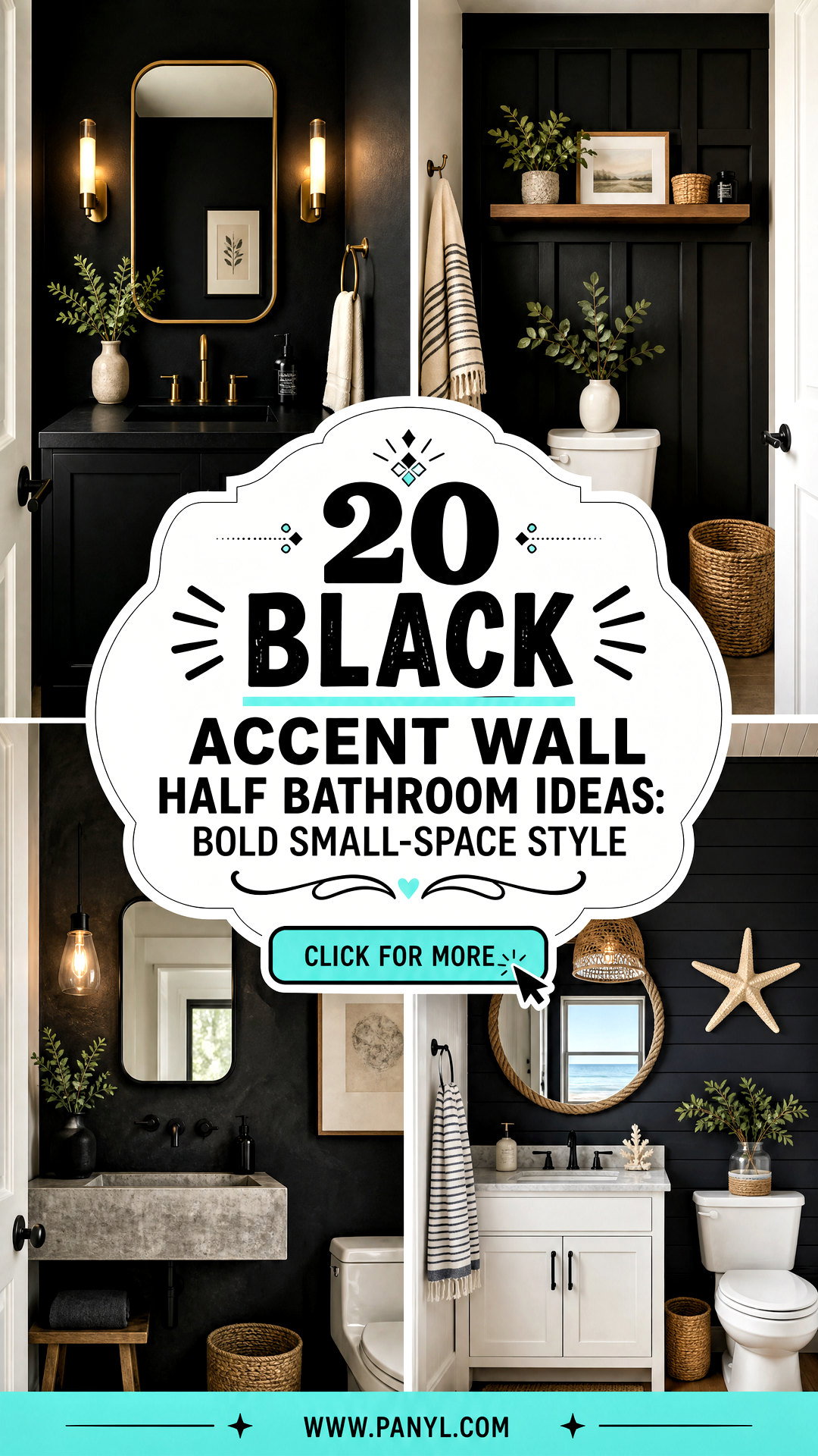 20 Black Accent Wall Half Bathroom Ideas Bold Small-Space Style - 20 Black Accent Wall Half Bathroom Ideas: Bold Small-Space Style