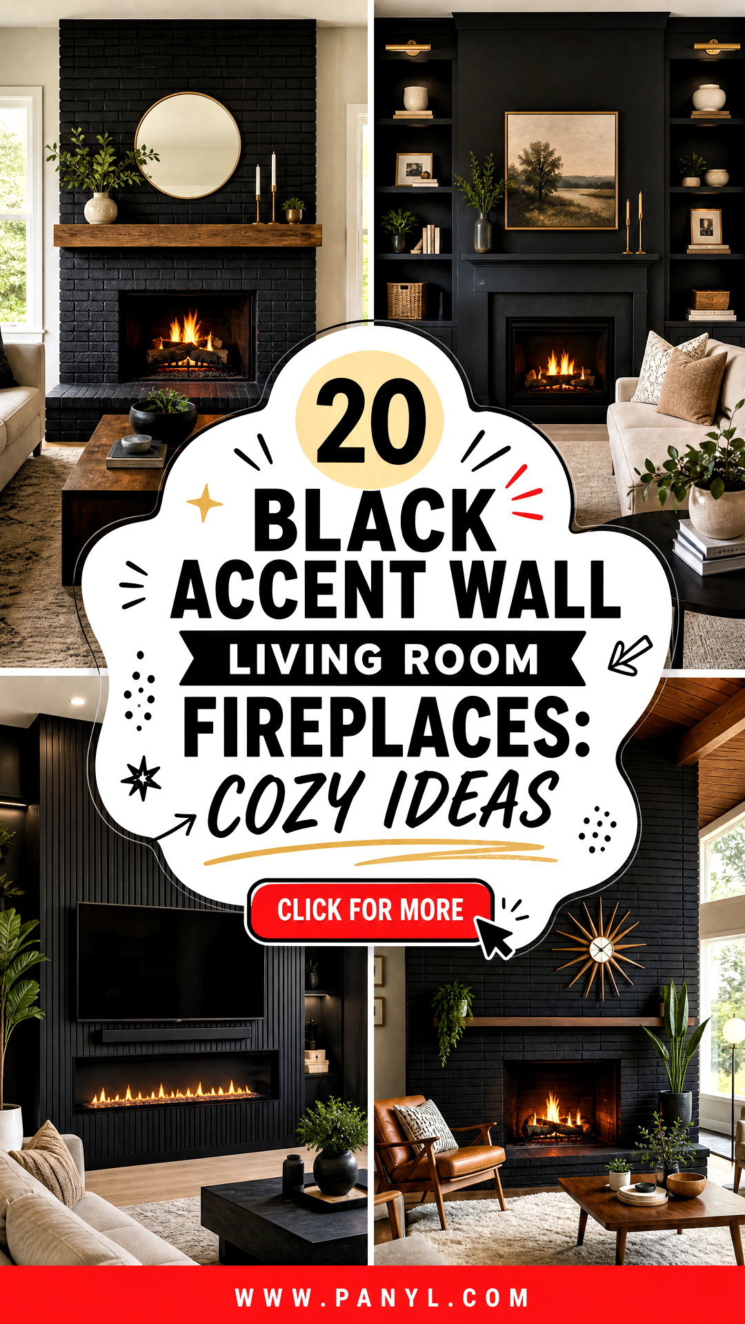 20 Black Accent Wall Living Room Fireplaces Cozy Ideas - 20 Black Accent Wall Living Room Fireplaces: Cozy Ideas