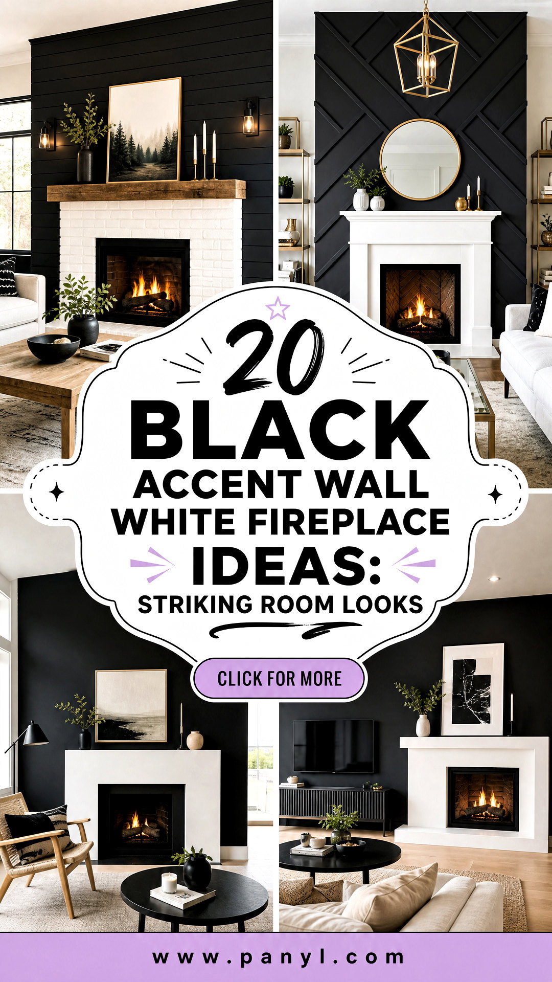 20 Black Accent Wall White Fireplace Ideas Striking Room Looks - 20 Black Accent Wall White Fireplace Ideas: Striking Room Looks