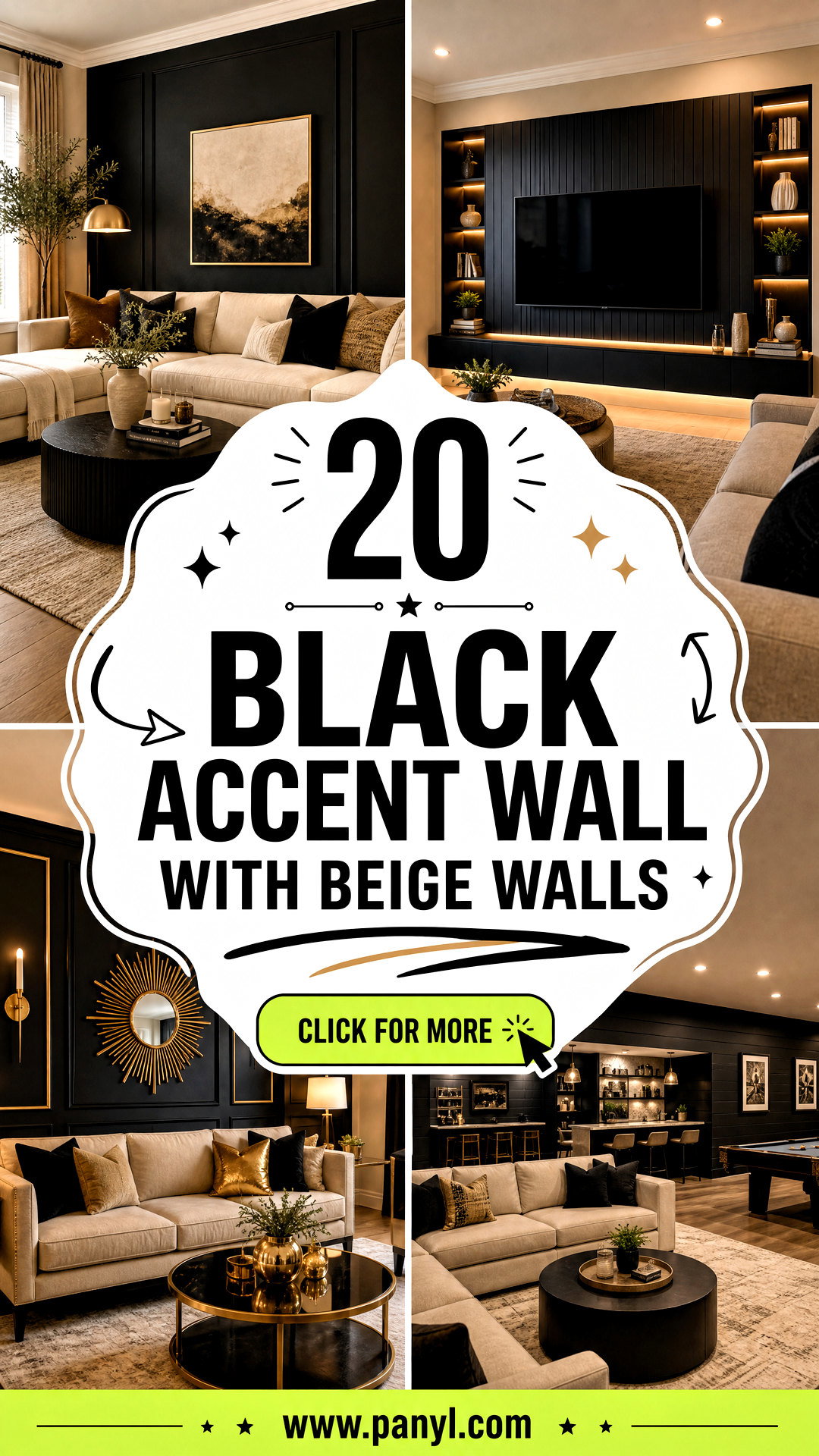20 Black Accent Wall With Beige Walls Warm Stylish Pairings - 20 Black Accent Wall With Beige Walls: Warm, Stylish Pairings