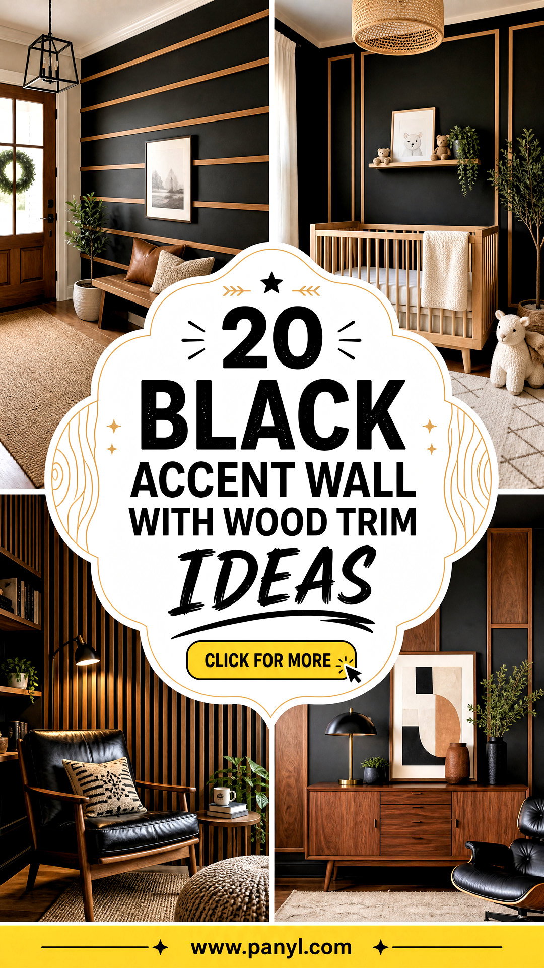 20 Black Accent Wall With Wood Trim Ideas Warm Modern Looks - 20 Black Accent Wall With Wood Trim Ideas: Warm, Modern Looks