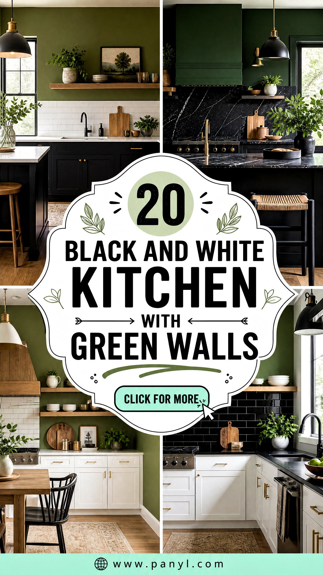 20 Black And White Kitchen With Green Walls for a Fresh Look - 20 Black And White Kitchen With Green Walls for a Fresh Look