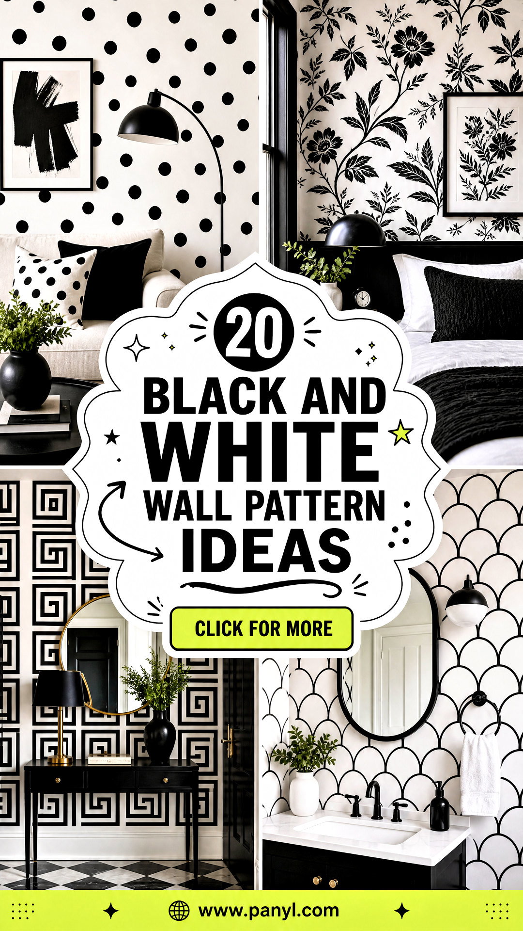 20 Black And White Wall Pattern Ideas for Eye-Catching Rooms - 20 Black And White Wall Pattern Ideas for Eye-Catching Rooms