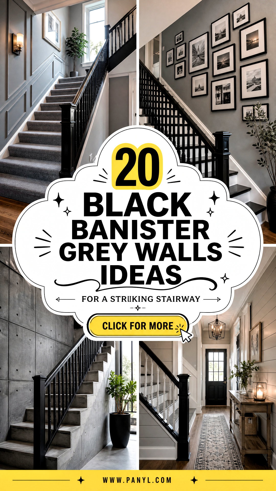 20 Black Banister Grey Walls Ideas for a Striking Stairway - 20 Black Banister Grey Walls Ideas for a Striking Stairway