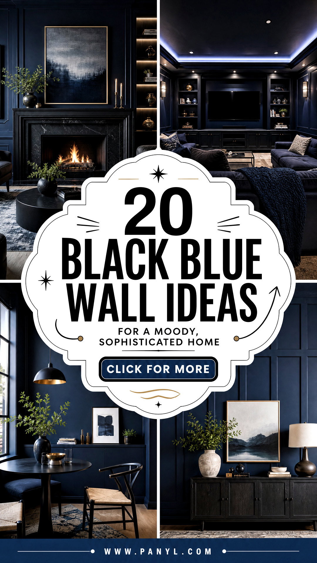 20 Black Blue Wall Ideas for a Moody Sophisticated Home - 20 Black Blue Wall Ideas for a Moody, Sophisticated Home