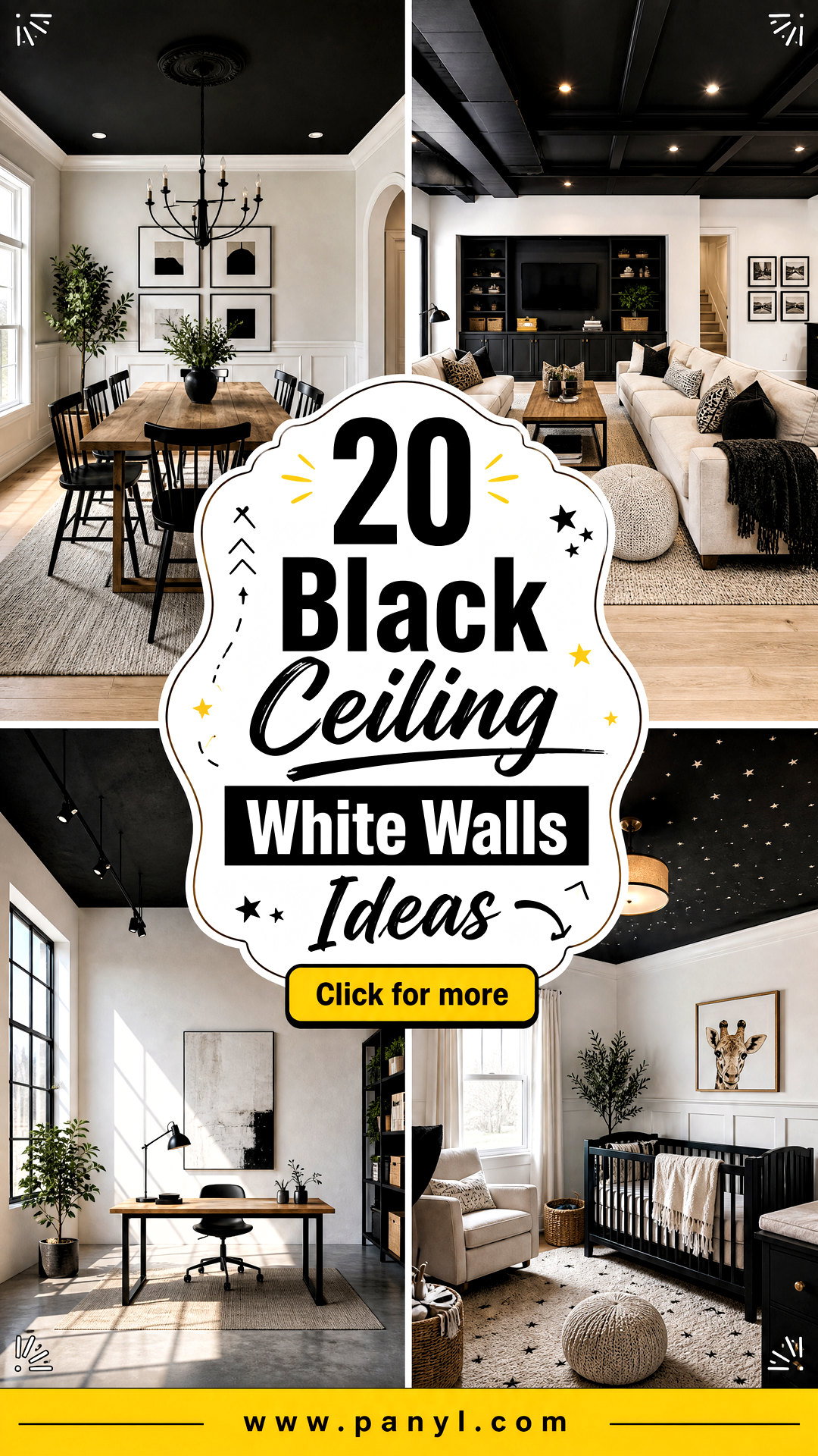 20 Black Ceiling White Walls Ideas for Bold Modern Rooms - 20 Black Ceiling White Walls Ideas for Bold Modern Rooms