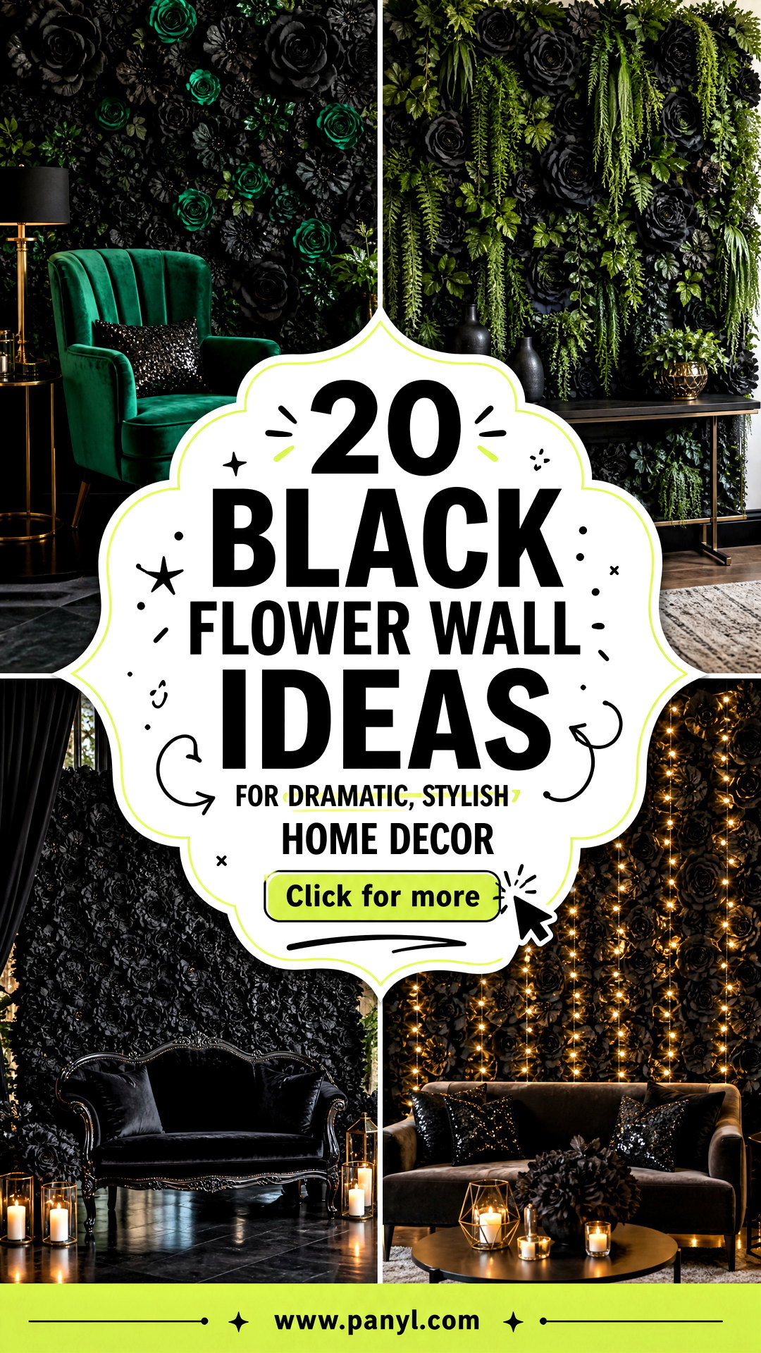 20 Black Flower Wall Ideas for Dramatic Stylish Home Decor - 20 Black Flower Wall Ideas for Dramatic, Stylish Home Decor