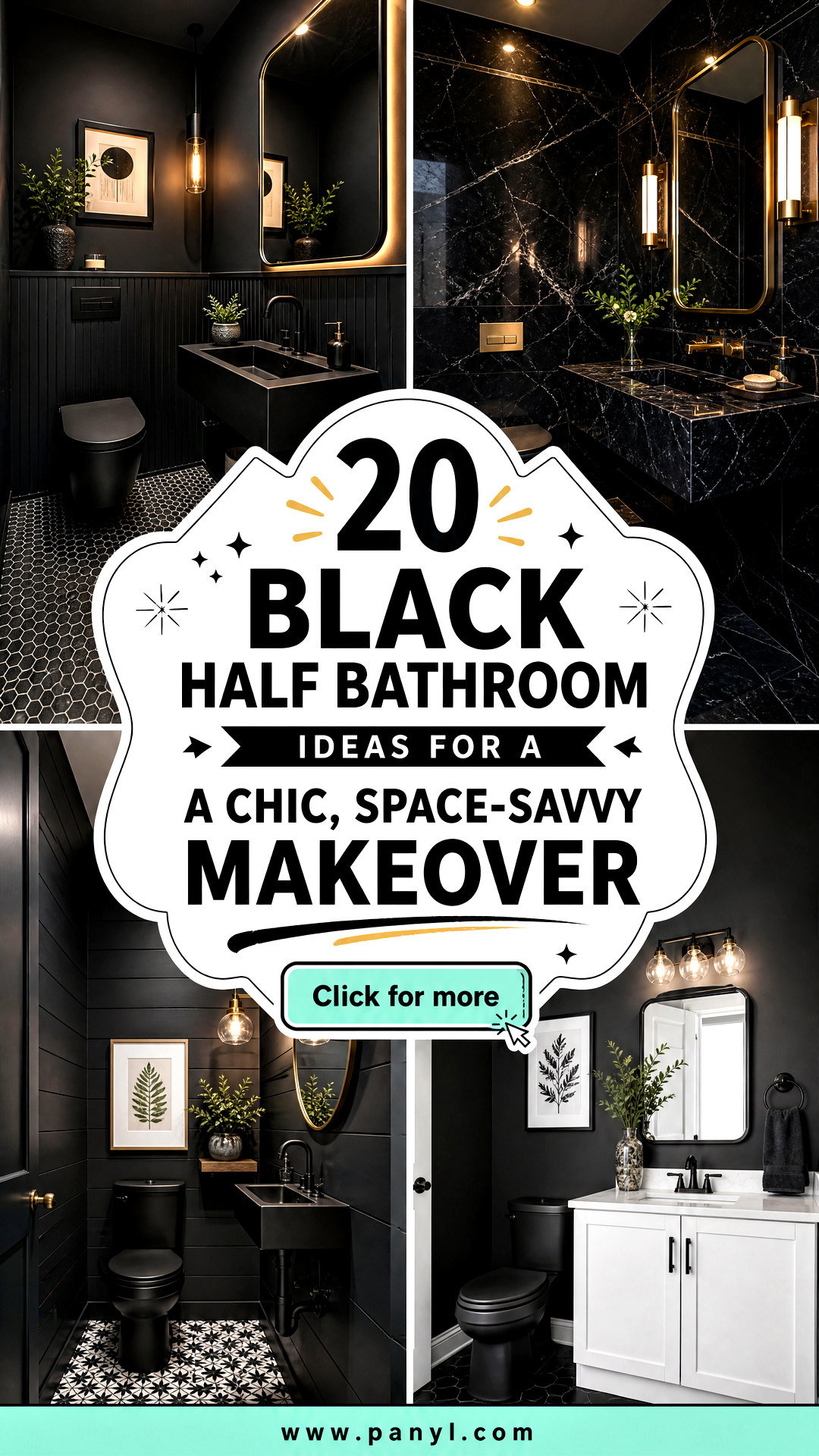 20 Black Half Bathroom Ideas for a Chic Space-Savvy Makeover - 20 Black Half Bathroom Ideas for a Chic, Space-Savvy Makeover