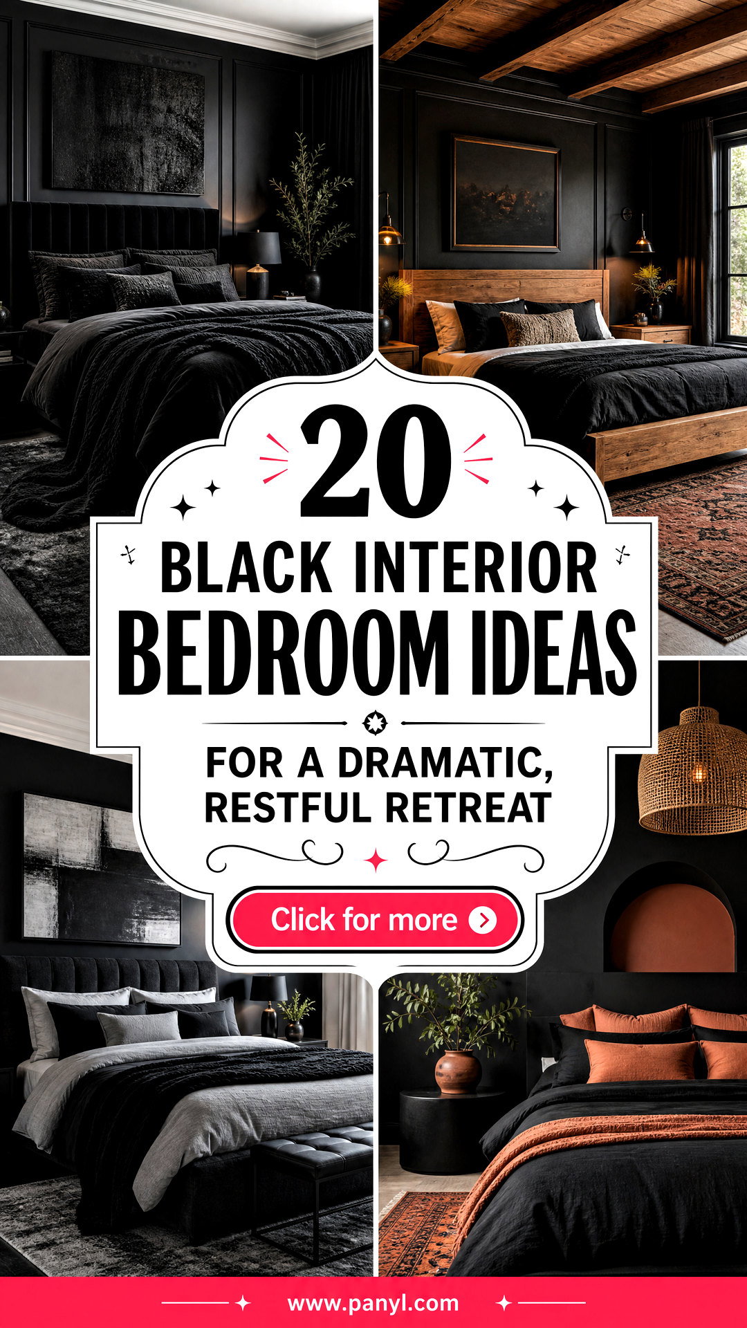 20 Black Interior Bedroom Ideas for a Dramatic Restful Retreat - 20 Black Interior Bedroom Ideas for a Dramatic, Restful Retreat