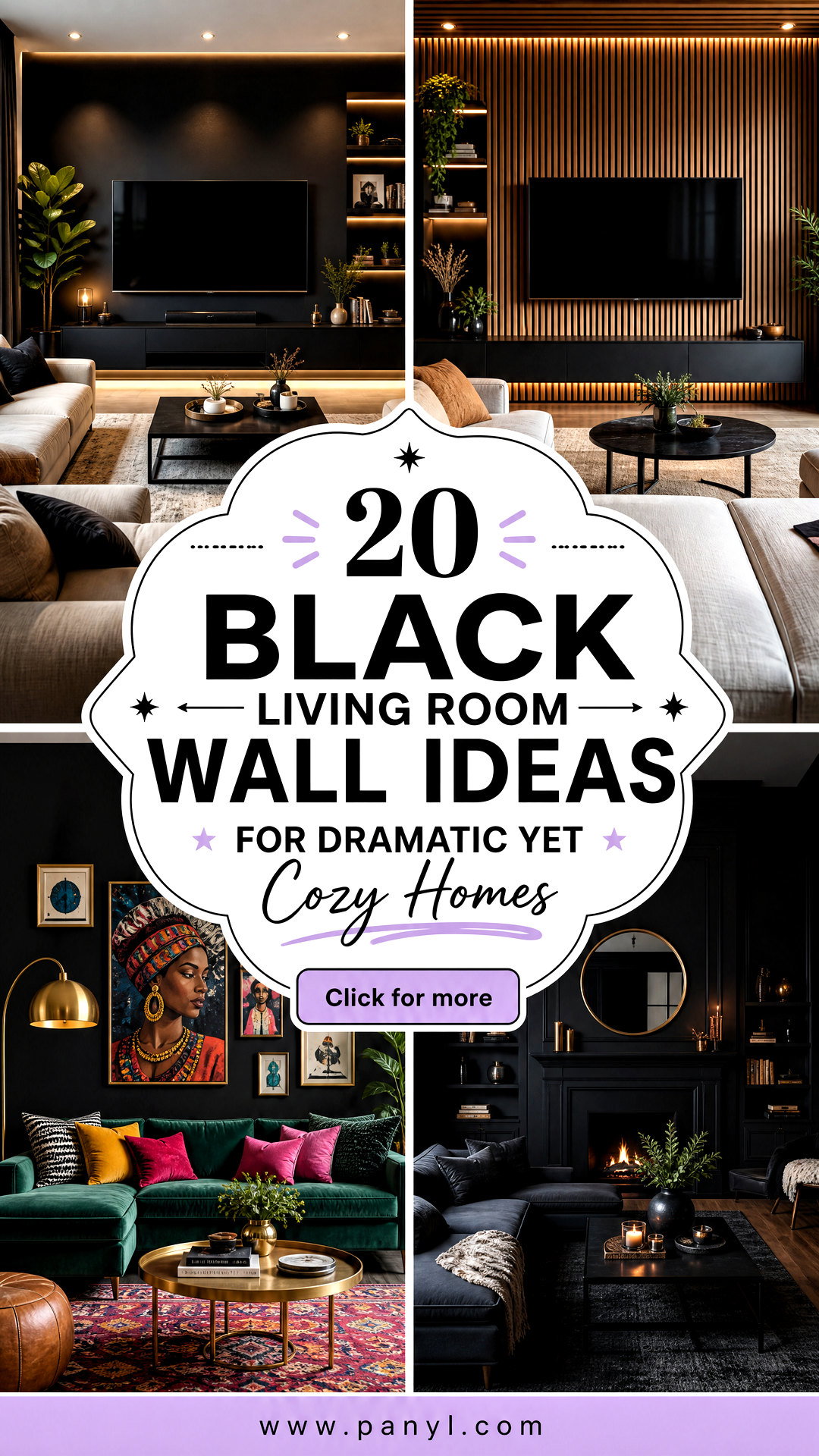 20 Black Living Room Wall Ideas for Dramatic Yet Cozy Homes - 20 Black Living Room Wall Ideas for Dramatic Yet Cozy Homes