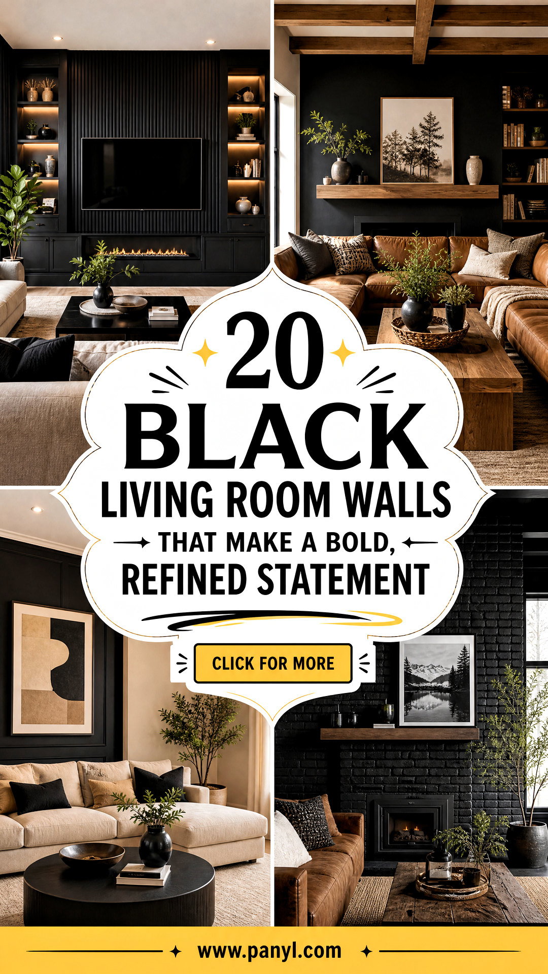 20 Black Living Room Walls That Make a Bold Refined Statement - 20 Black Living Room Walls That Make a Bold, Refined Statement