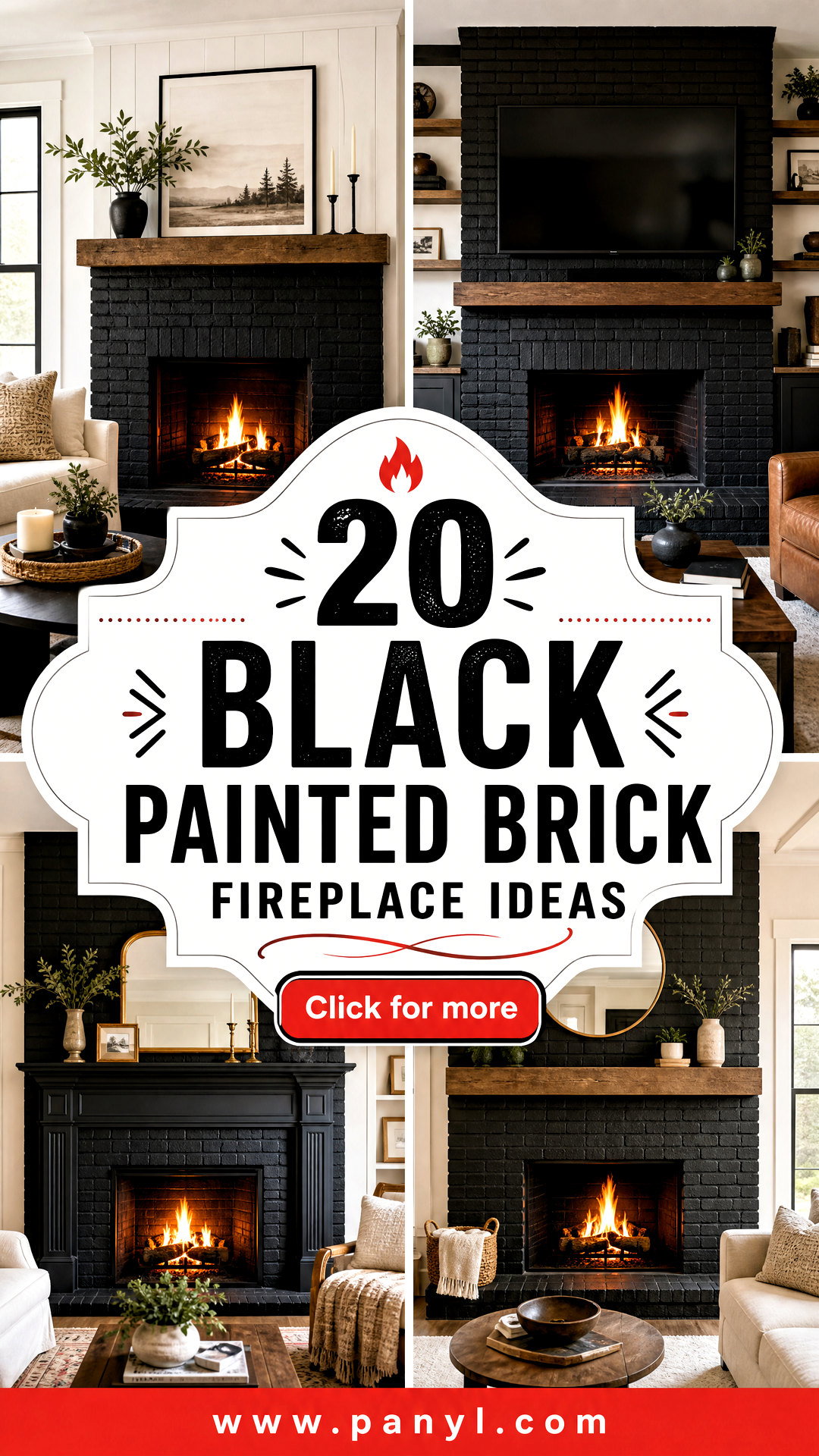20 Black Painted Brick Fireplace Ideas for a Striking Home - 20 Black Painted Brick Fireplace Ideas for a Striking Home