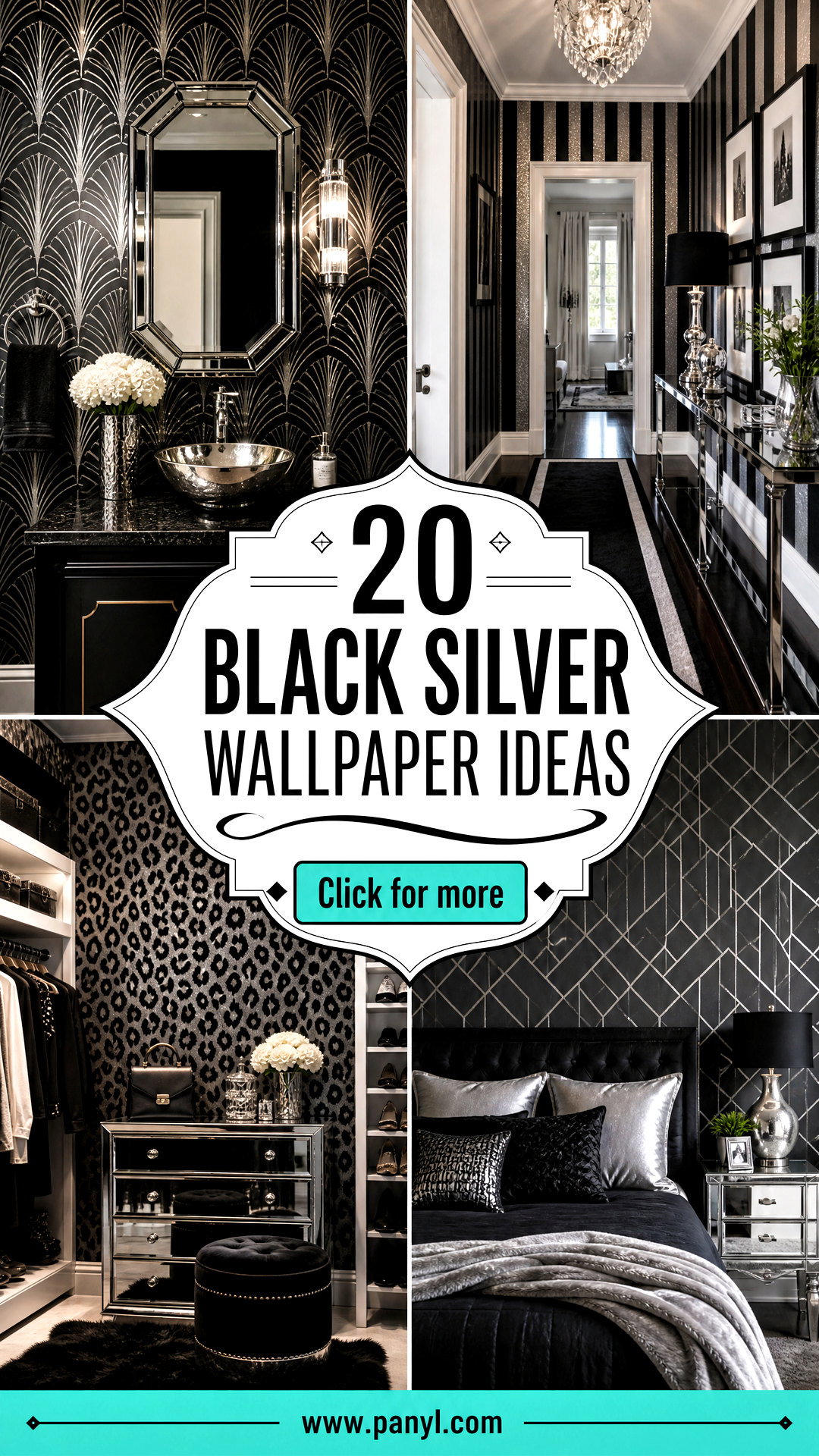 20 Black Silver Wallpaper Ideas for Sleek Glamorous Rooms - 20 Black Silver Wallpaper Ideas for Sleek, Glamorous Rooms