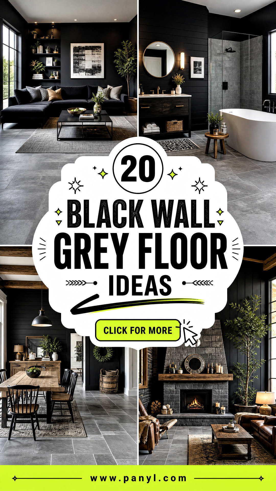 20 Black Wall Grey Floor Ideas for a Sleek Modern Home - 20 Black Wall Grey Floor Ideas for a Sleek Modern Home