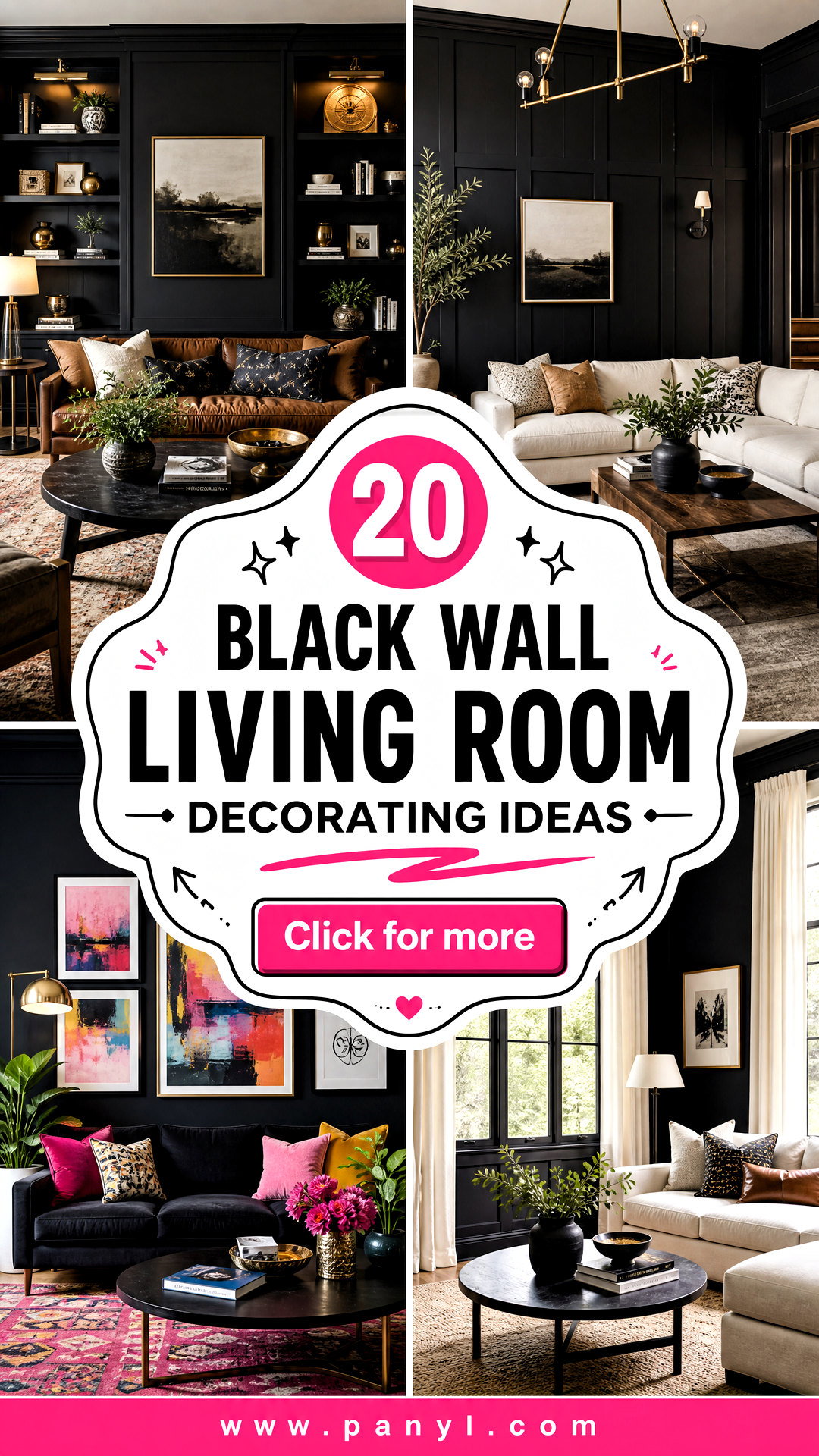 20 Black Wall Living Room Decorating Ideas That Feel Chic - 20 Black Wall Living Room Decorating Ideas That Feel Chic