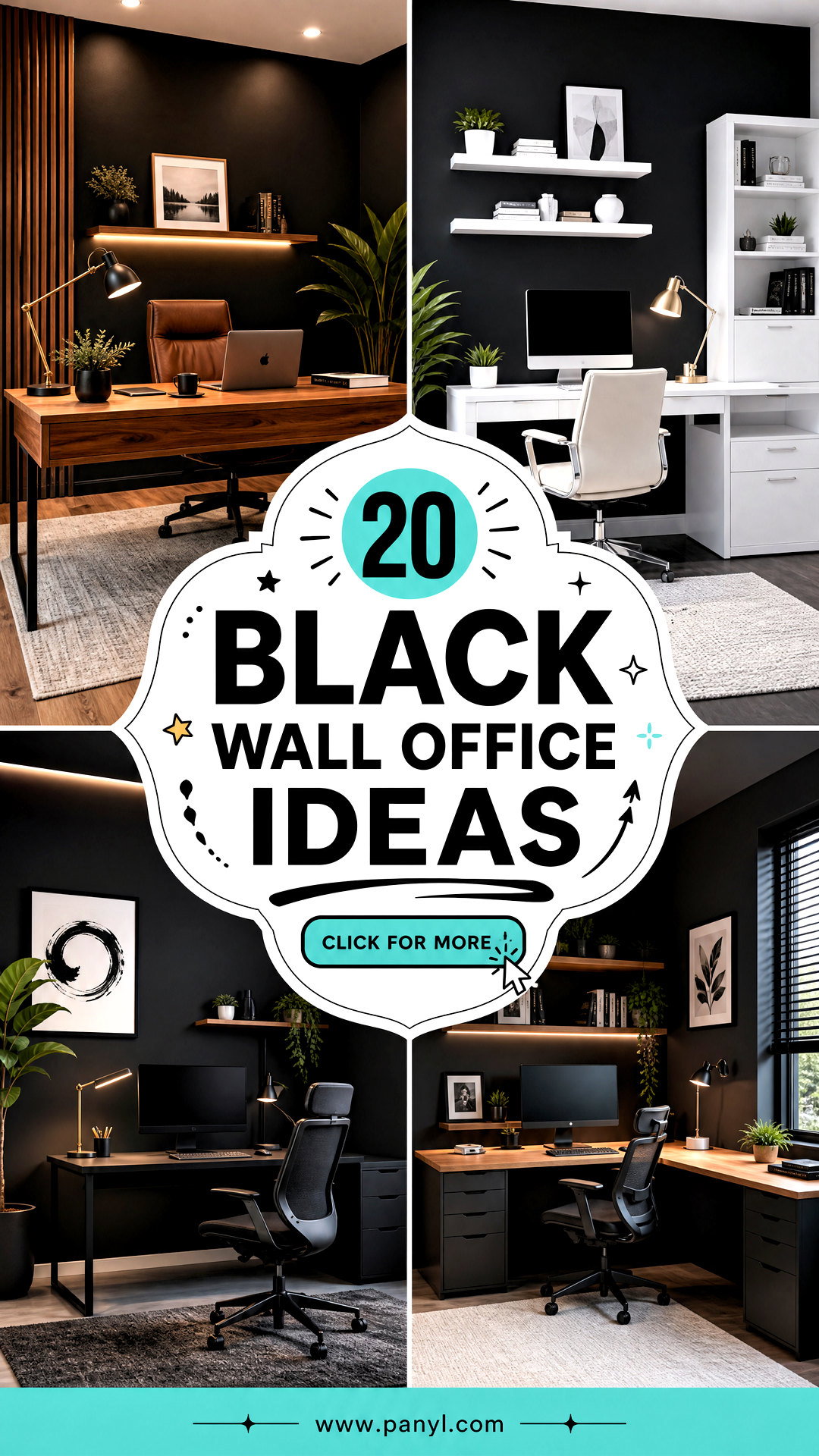 20 Black Wall Office Ideas for a Focused Designer Workspace - 20 Black Wall Office Ideas for a Focused Designer Workspace