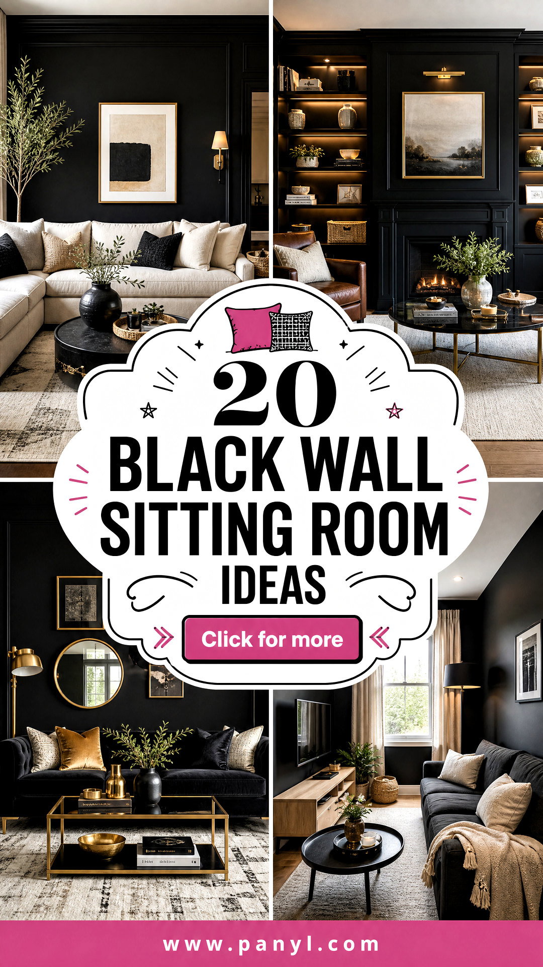 20 Black Wall Sitting Room Ideas for a Bold Cozy Makeover - 20 Black Wall Sitting Room Ideas for a Bold, Cozy Makeover
