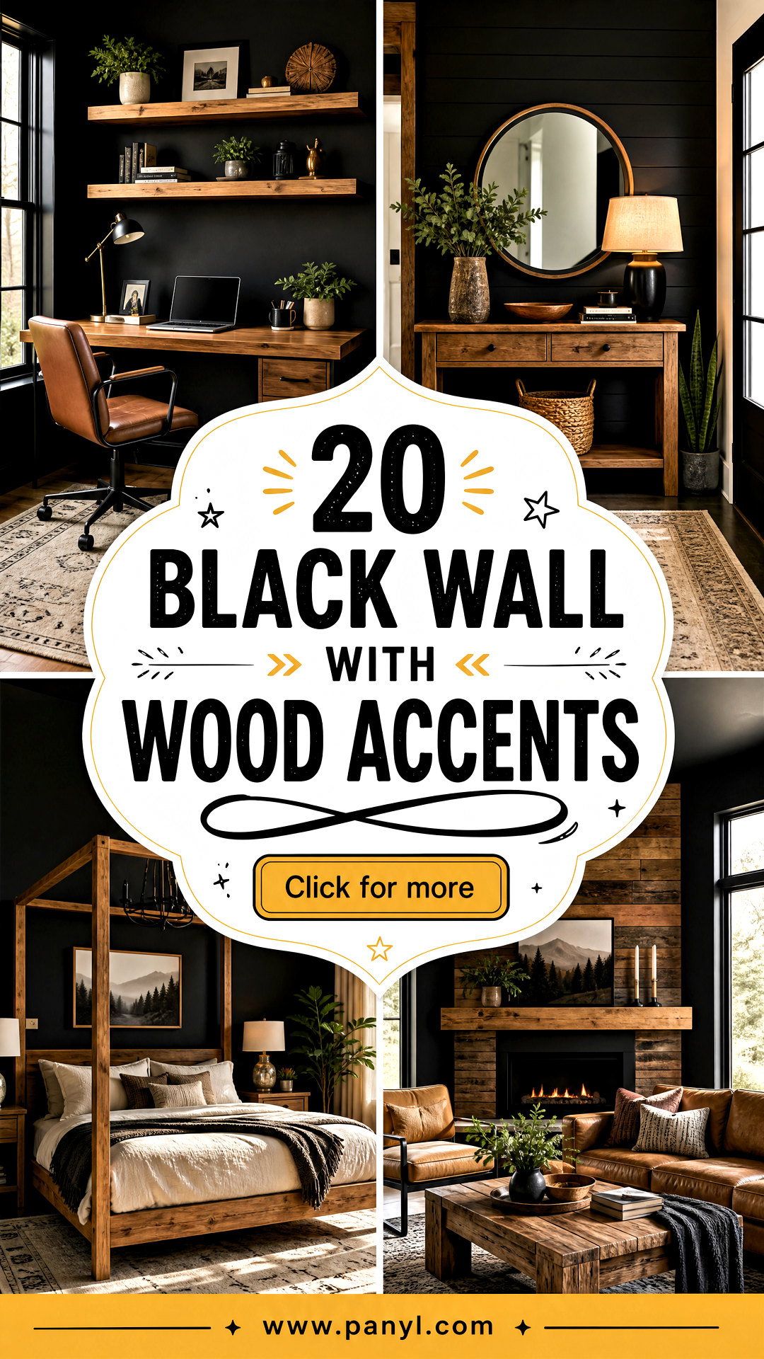 20 Black Wall With Wood Accents for Warm Modern Style - 20 Black Wall With Wood Accents for Warm, Modern Style