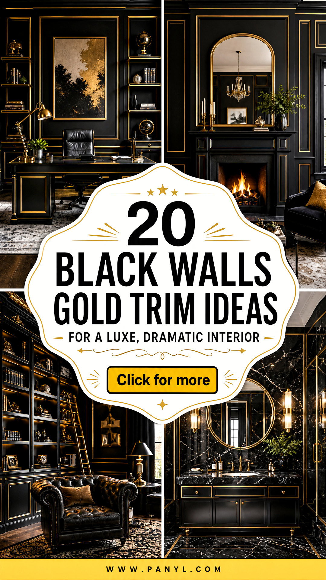 20 Black Walls Gold Trim Ideas for a Luxe Dramatic Interior - 20 Black Walls Gold Trim Ideas for a Luxe, Dramatic Interior