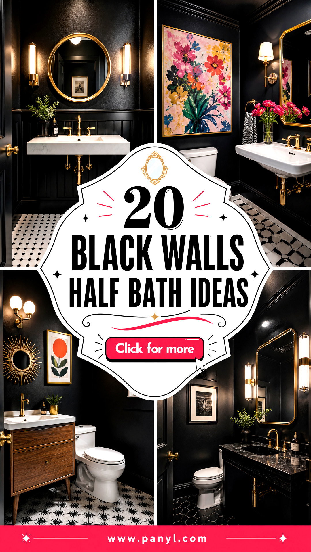 20 Black Walls Half Bath Ideas for a Dramatic Luxe Makeover - 20 Black Walls Half Bath Ideas for a Dramatic, Luxe Makeover