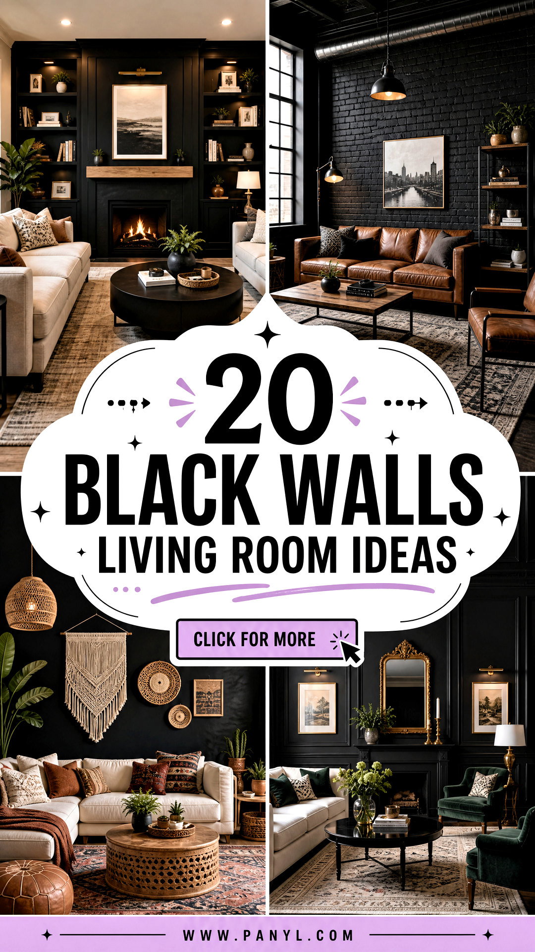 20 Black Walls Living Room Ideas for a Sophisticated Space - 20 Black Walls Living Room Ideas for a Sophisticated Space