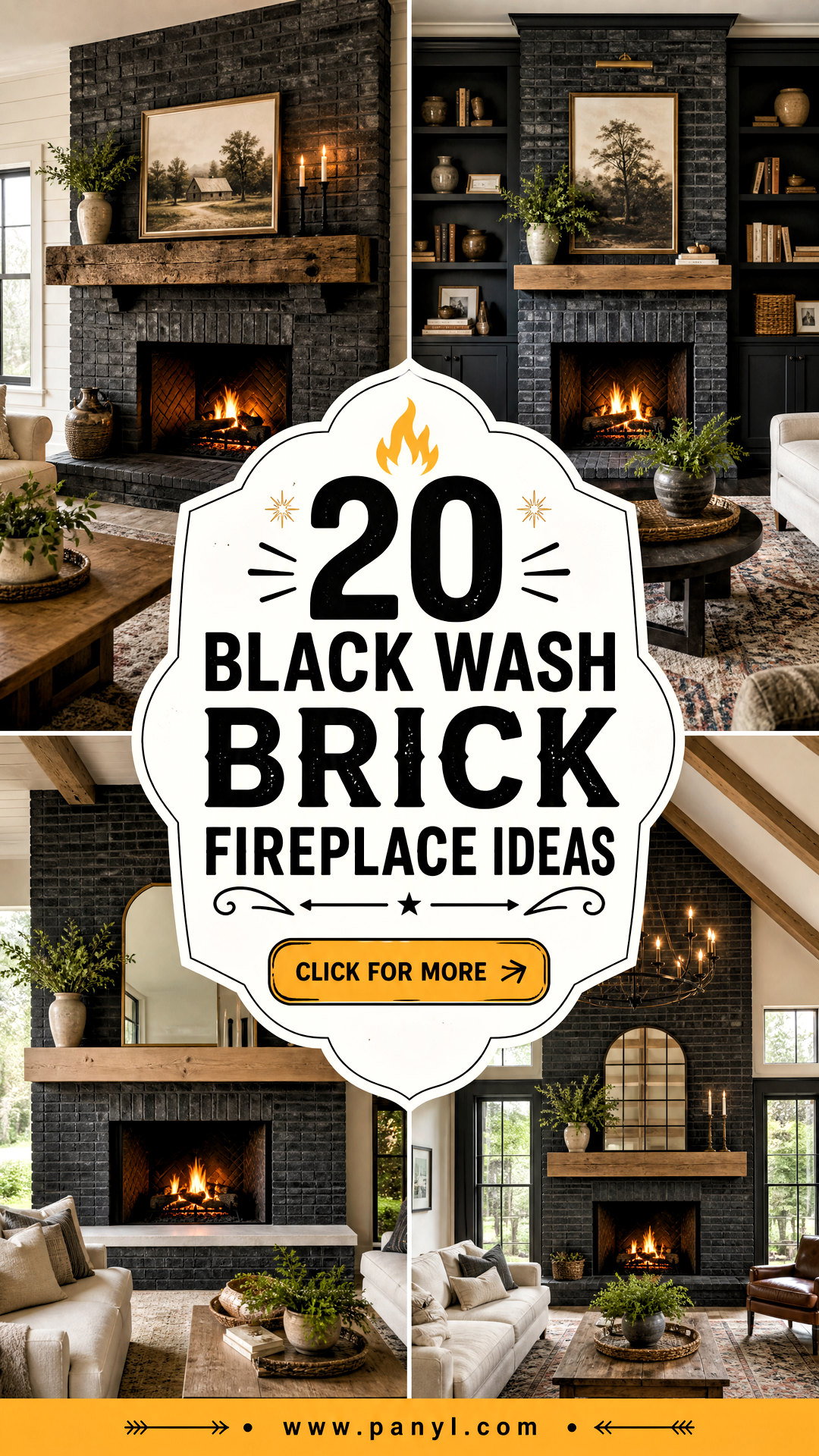 20 Black Wash Brick Fireplace Ideas for a Cozy Modern Look - 20 Black Wash Brick Fireplace Ideas for a Cozy Modern Look
