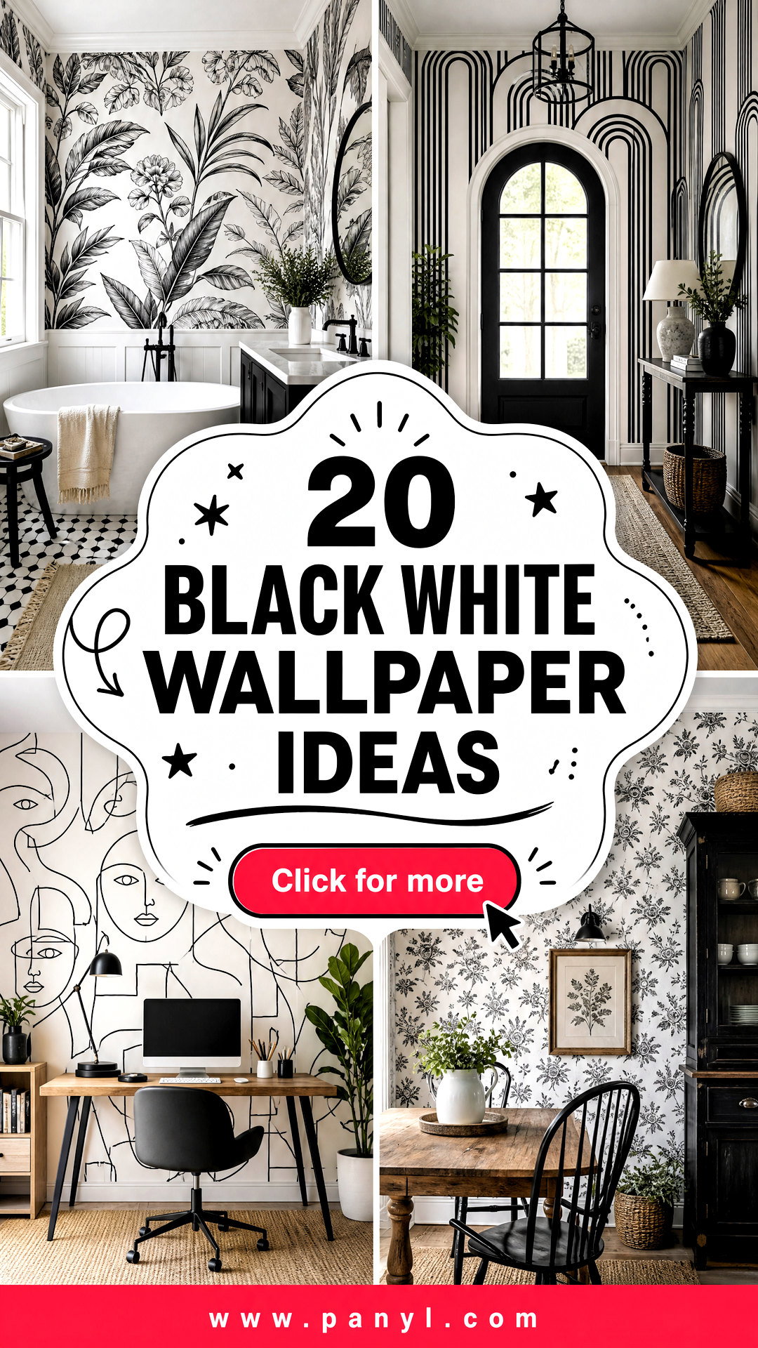 20 Black White Wallpaper Ideas for Chic Modern Rooms - 20 Black White Wallpaper Ideas for Chic, Modern Rooms