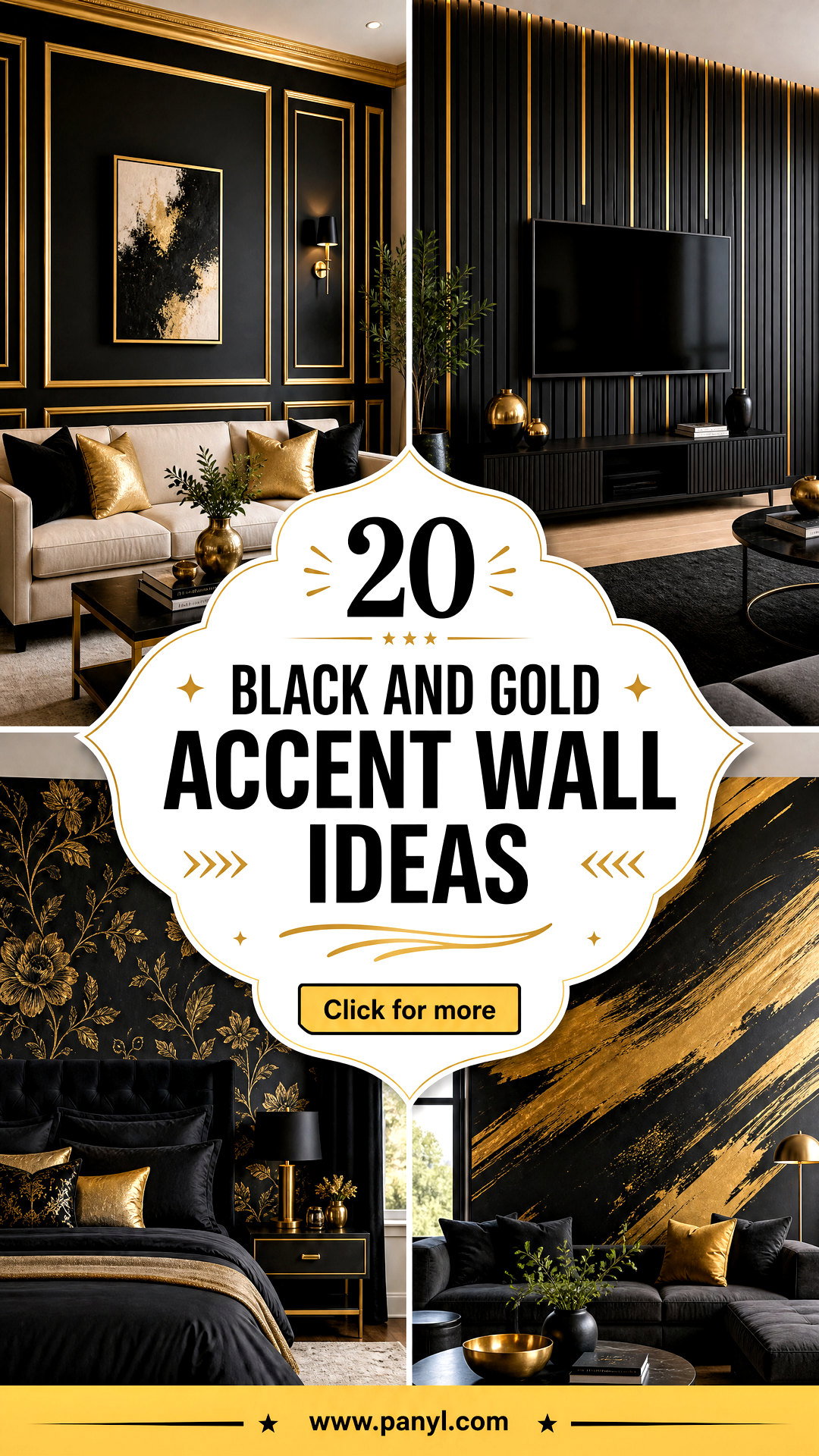 20 Black and Gold Accent Wall Ideas for an Elegant Upgrade - 20 Black and Gold Accent Wall Ideas for an Elegant Upgrade