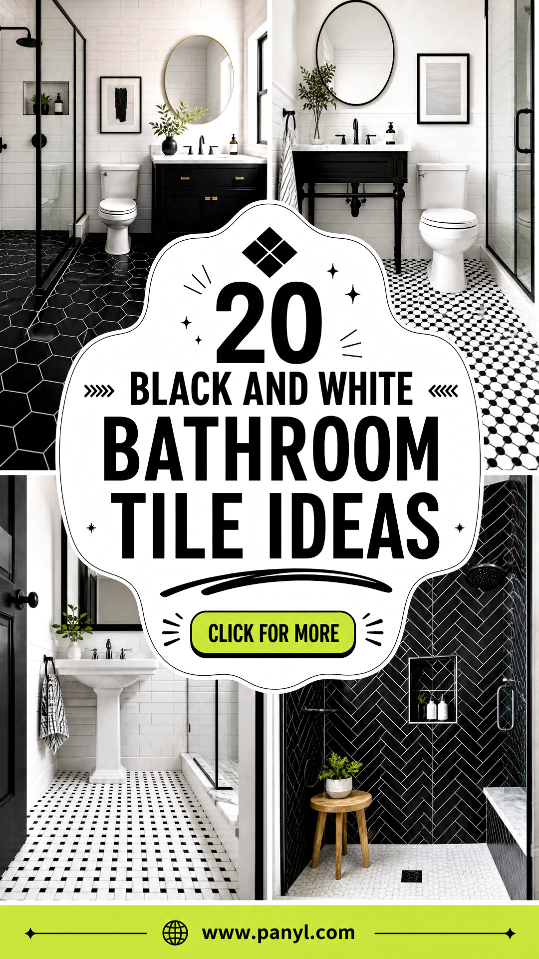 20 Black and White Bathroom Tile Ideas for a Chic Refresh - 20 Black and White Bathroom Tile Ideas for a Chic Refresh