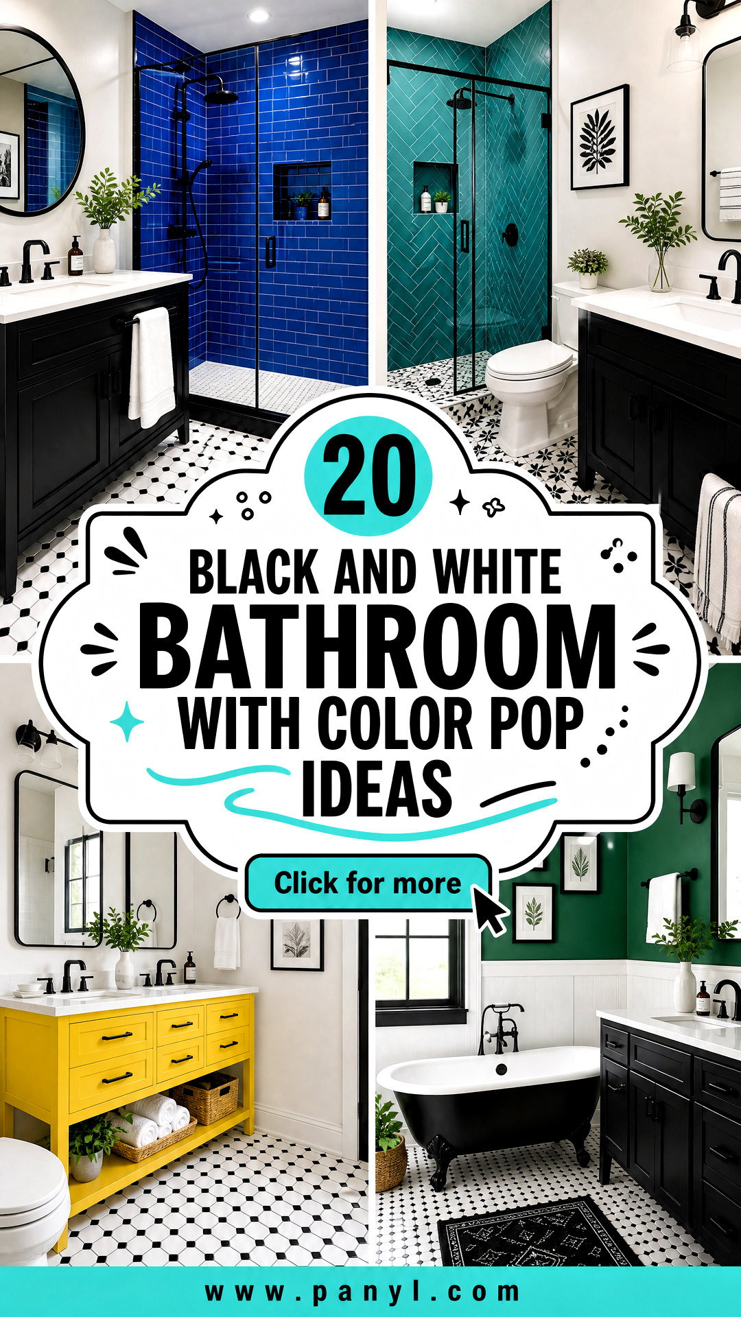 20 Black and White Bathroom With Color Pop Ideas to Try - 20 Black and White Bathroom With Color Pop Ideas to Try
