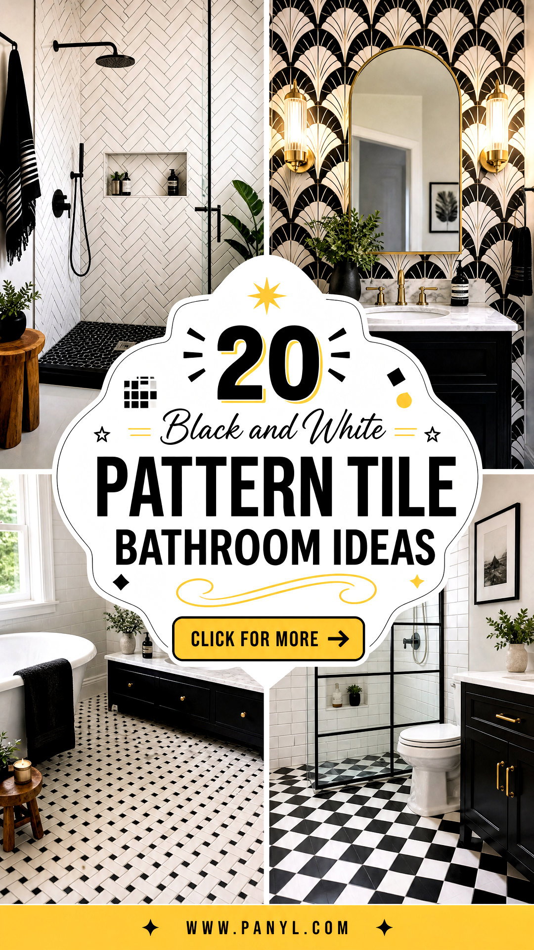20 Black and White Pattern Tile Bathroom Ideas to Try Now - 20 Black and White Pattern Tile Bathroom Ideas to Try Now