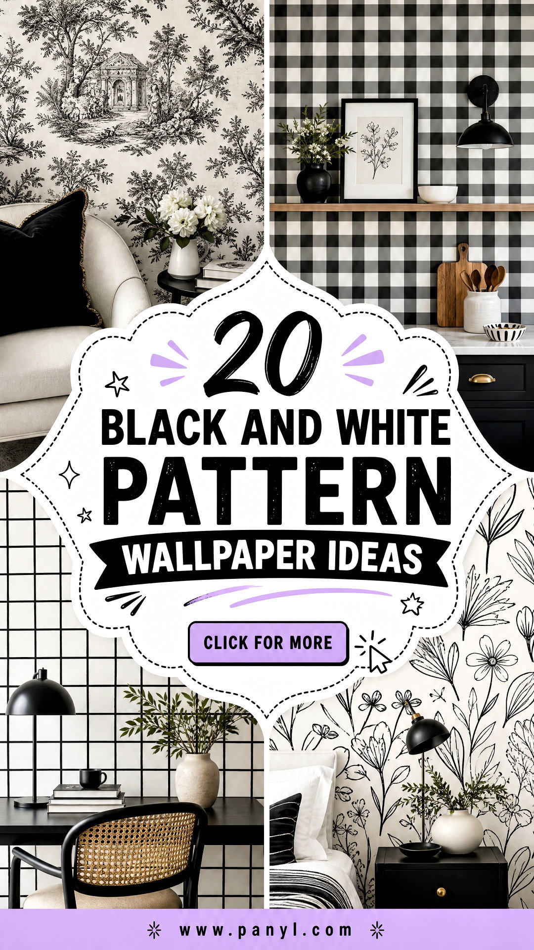 20 Black and White Pattern Wallpaper Ideas for Bold Rooms - 20 Black and White Pattern Wallpaper Ideas for Bold Rooms