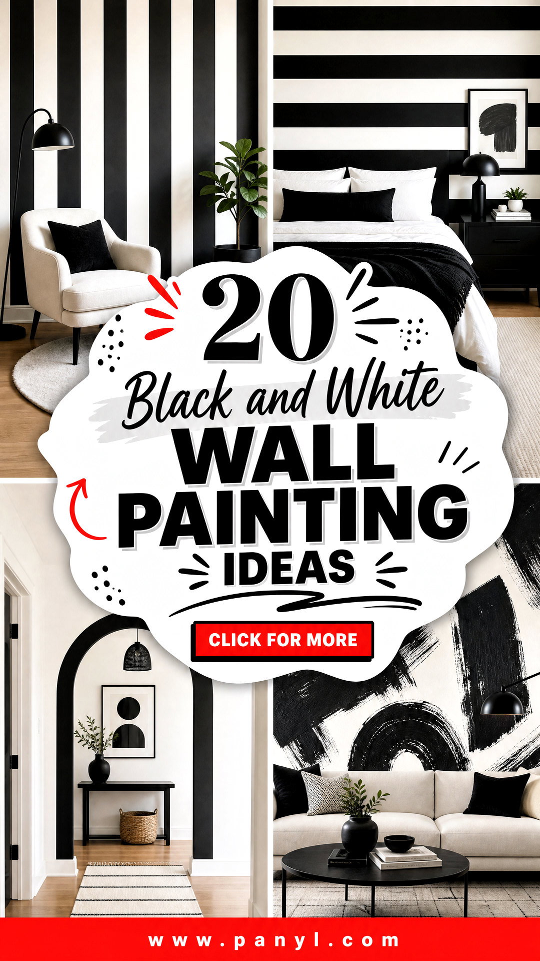 20 Black and White Wall Painting Ideas for Stylish Rooms - 20 Black and White Wall Painting Ideas for Stylish Rooms