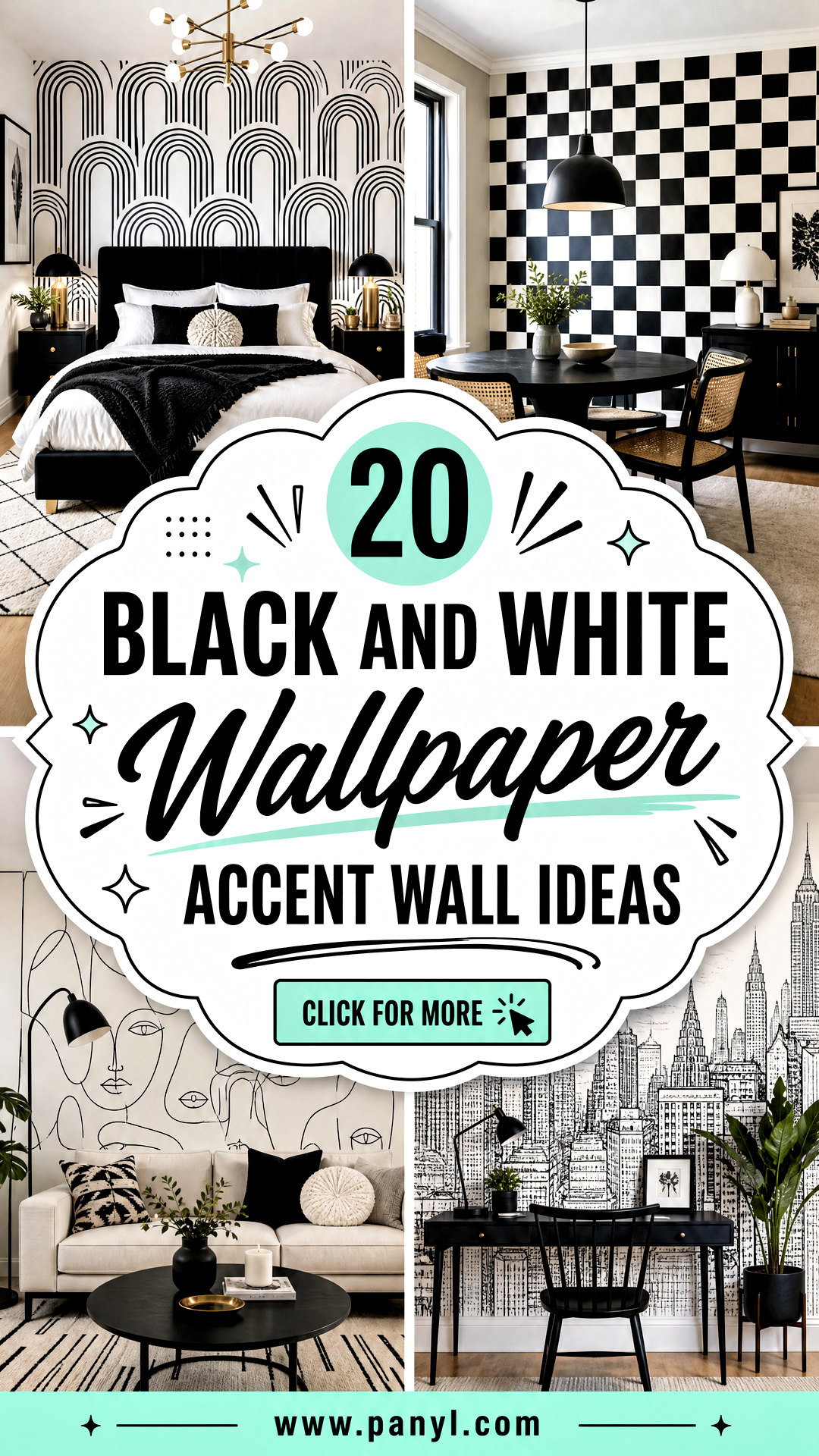20 Black and White Wallpaper Accent Wall Ideas Youll Love - 20 Black and White Wallpaper Accent Wall Ideas You’ll Love