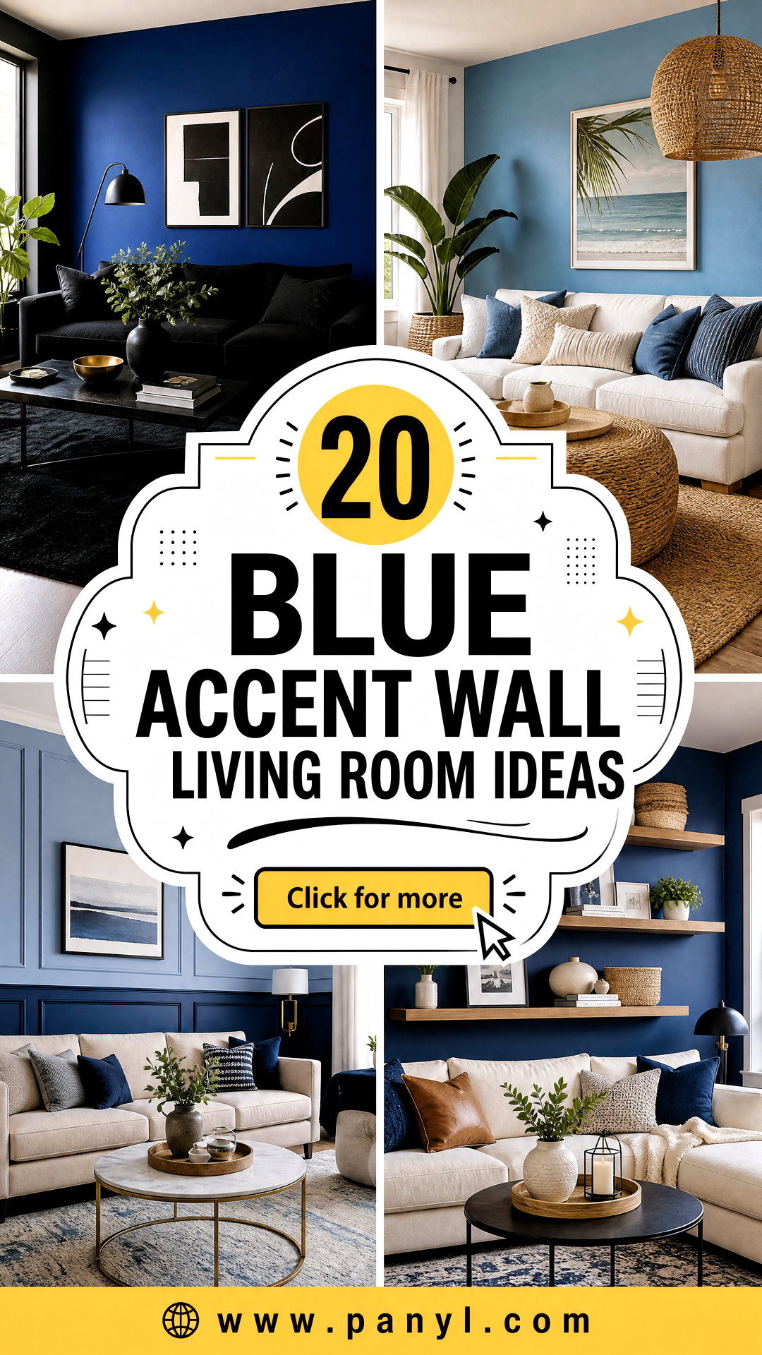 20 Blue Accent Wall Living Room Ideas for a Calm Modern Space - 20 Blue Accent Wall Living Room Ideas for a Calm, Modern Space