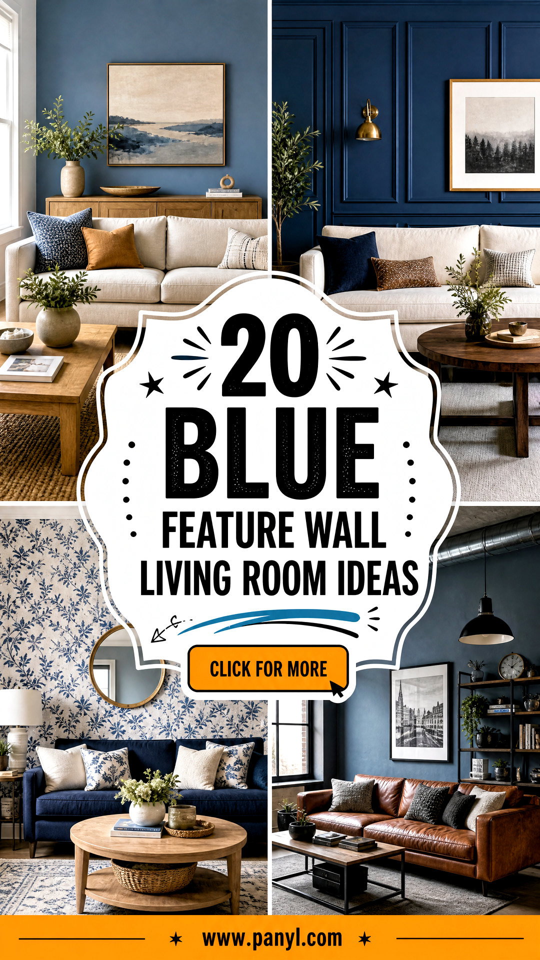 20 Blue Feature Wall Living Room Ideas for a Bold Focal Point - 20 Blue Feature Wall Living Room Ideas for a Bold Focal Point