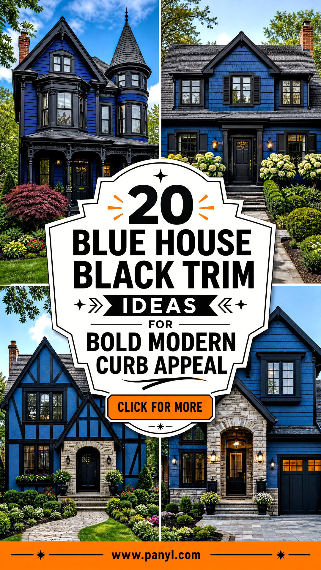 20 Blue House Black Trim Ideas for Bold Modern Curb Appeal - 20 Blue House Black Trim Ideas for Bold Modern Curb Appeal
