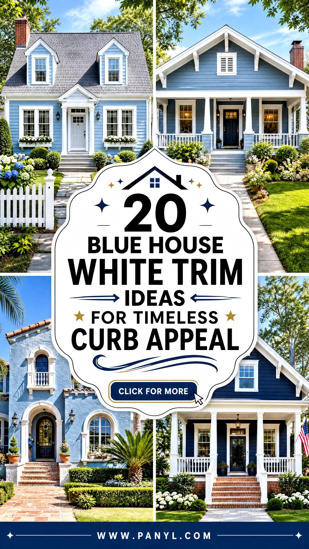 20 Blue House White Trim Ideas for Timeless Curb Appeal - 20 Blue House White Trim Ideas for Timeless Curb Appeal