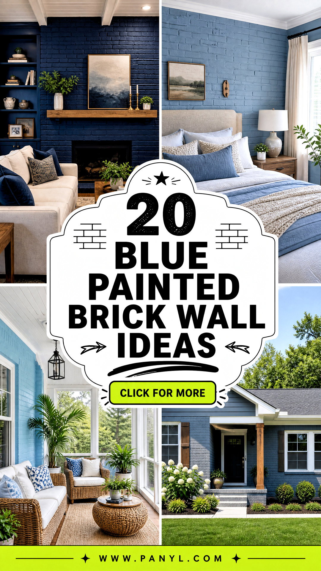 20 Blue Painted Brick Wall Ideas for Bold Modern Curb Appeal - 20 Blue Painted Brick Wall Ideas for Bold Modern Curb Appeal
