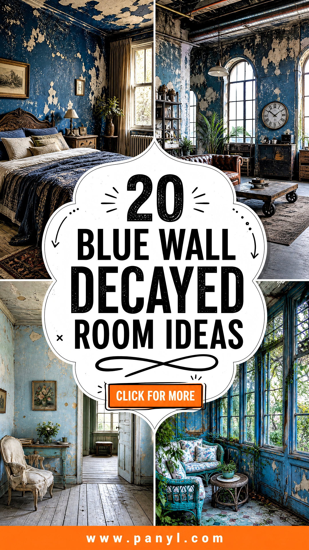 20 Blue Wall Decayed Room Ideas for Moody Vintage Style - 20 Blue Wall Decayed Room Ideas for Moody Vintage Style
