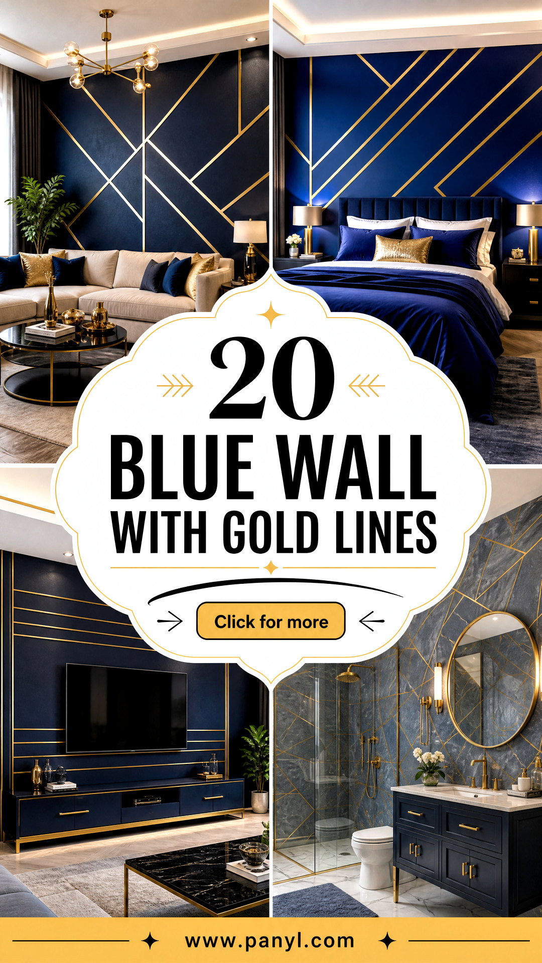 20 Blue Wall With Gold Lines for a Luxe Geometric Accent - 20 Blue Wall With Gold Lines for a Luxe Geometric Accent