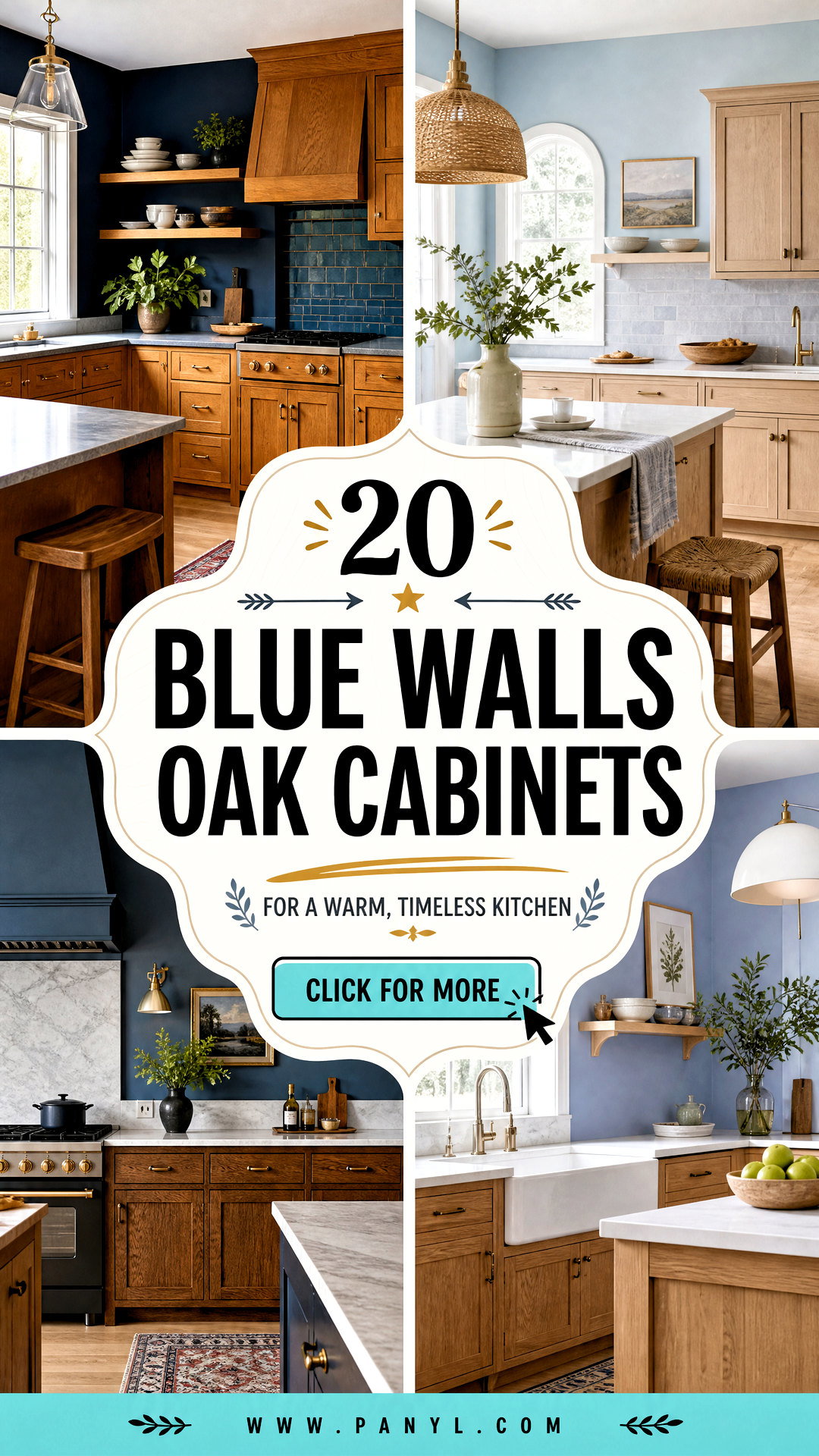 20 Blue Walls Oak Cabinets for a Warm Timeless Kitchen - 20 Blue Walls Oak Cabinets for a Warm, Timeless Kitchen