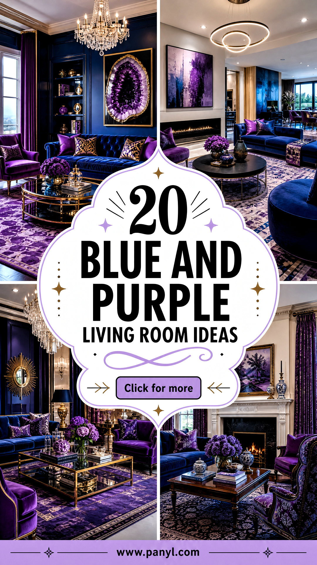 20 Blue and Purple Living Room Ideas for a Bold Elegant Space - 20 Blue and Purple Living Room Ideas for a Bold, Elegant Space