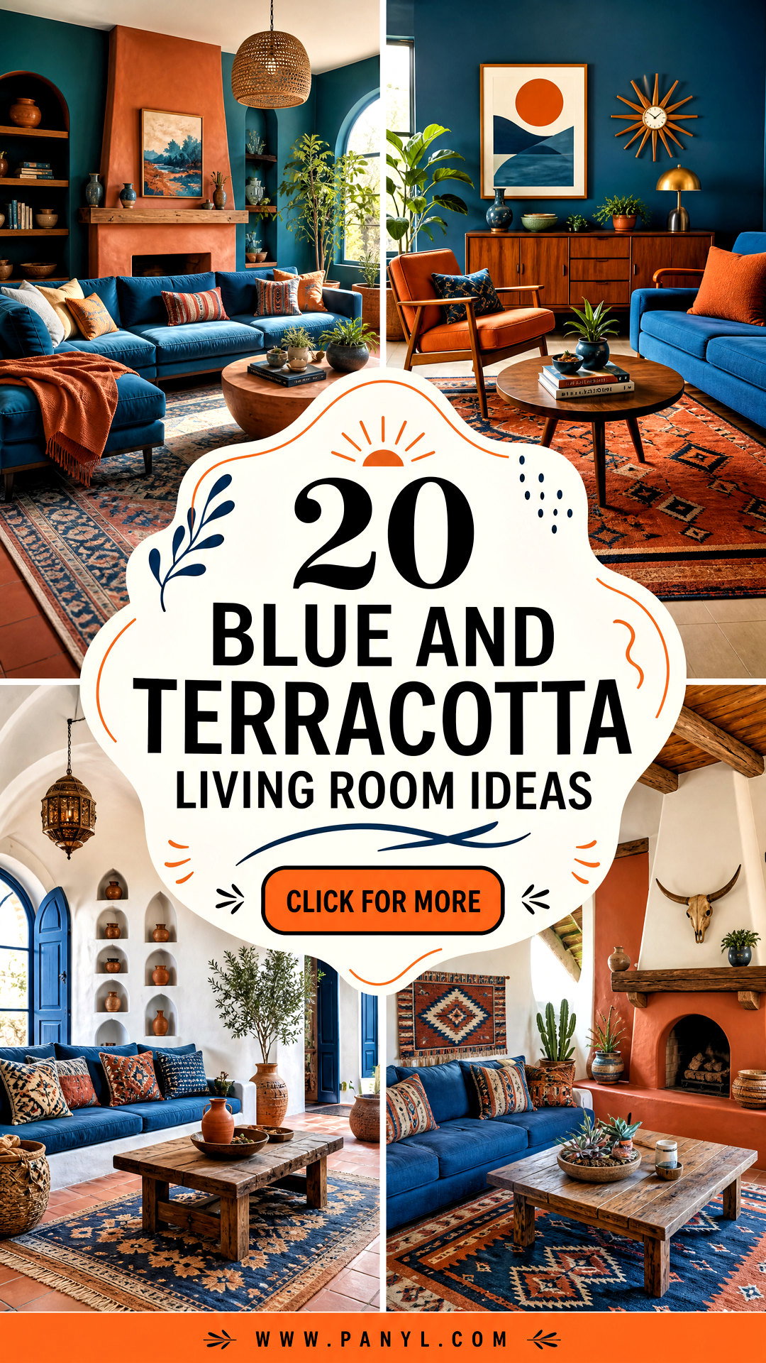 20 Blue and Terracotta Living Room Ideas for a Warm Chic Space - 20 Blue and Terracotta Living Room Ideas for a Warm, Chic Space